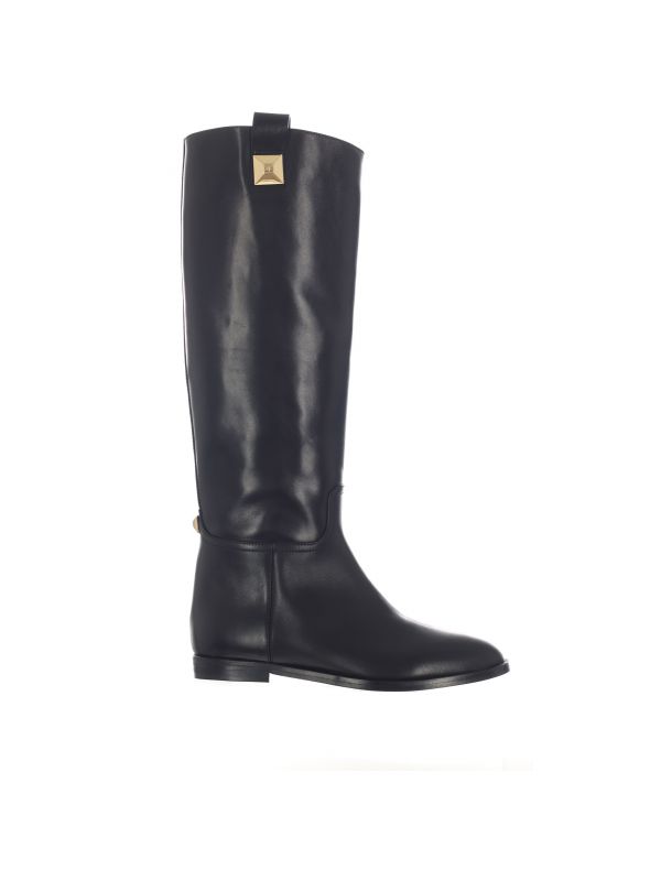 Elisabetta franchi stivale cavallerizza con passantino borchiato gold da donna