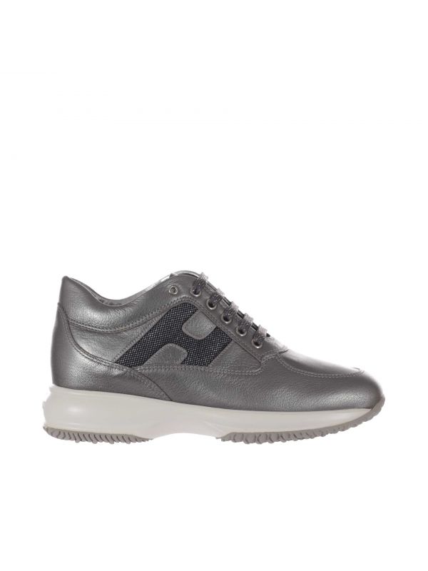 Hogan interactive in pelle metallizzata con h in rete da donna