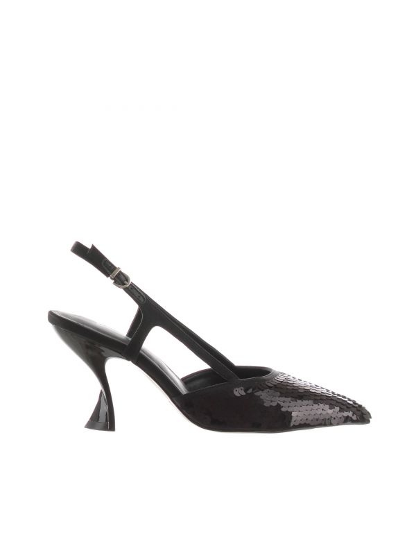 Decollete slingback in paillettes e raso
