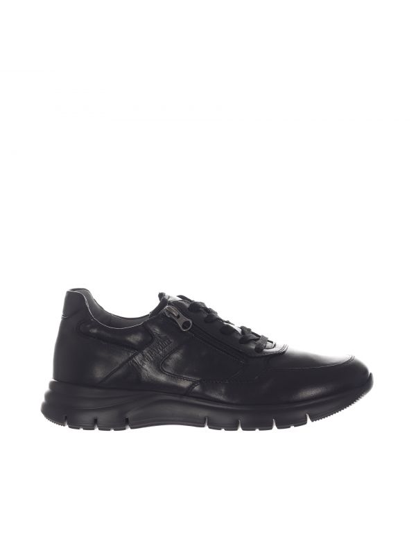Nero giardini sneaker in pelle con zip laterale da uomo