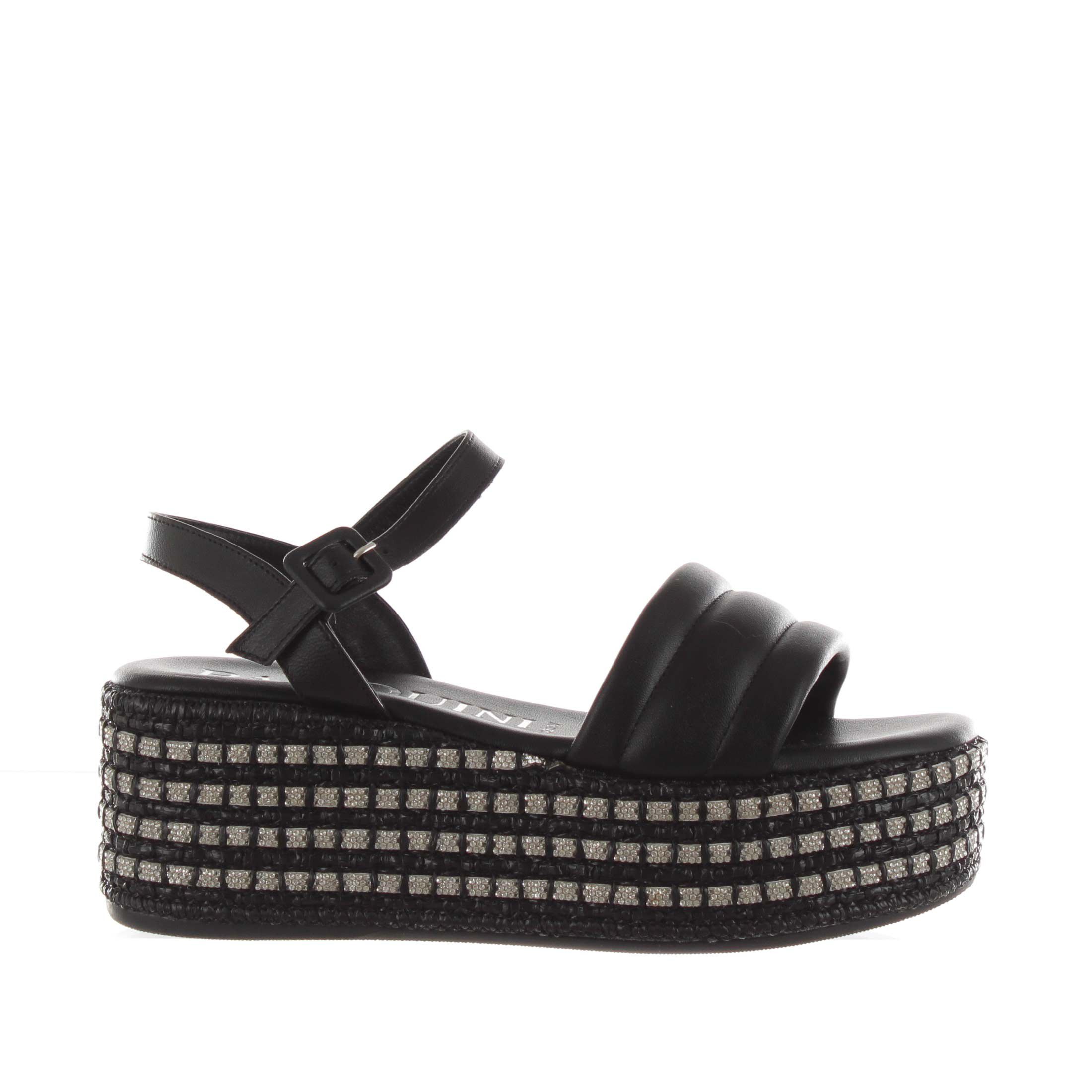 Sandalo in pelle con strass