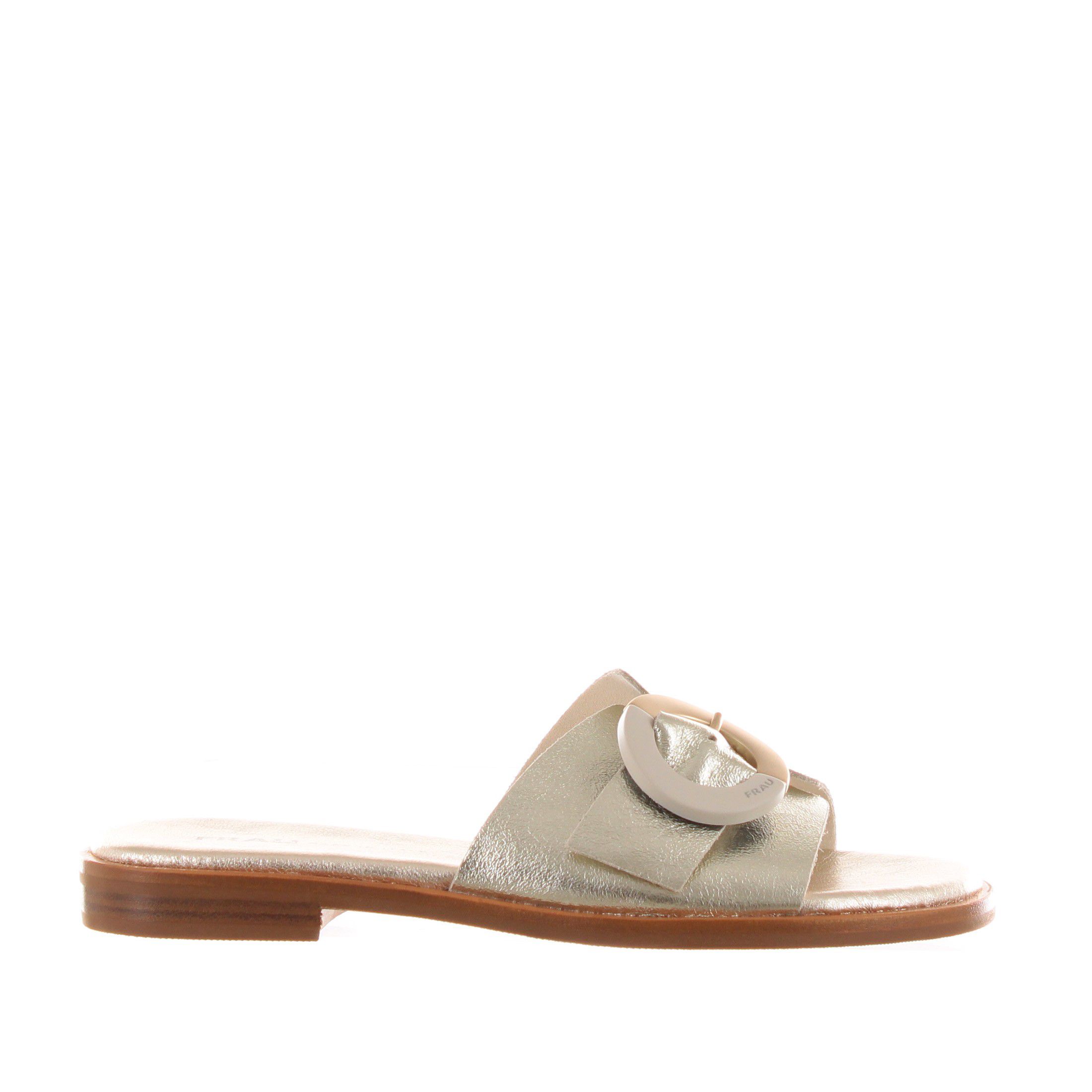 Ciabattina in pelle metal con fibbia