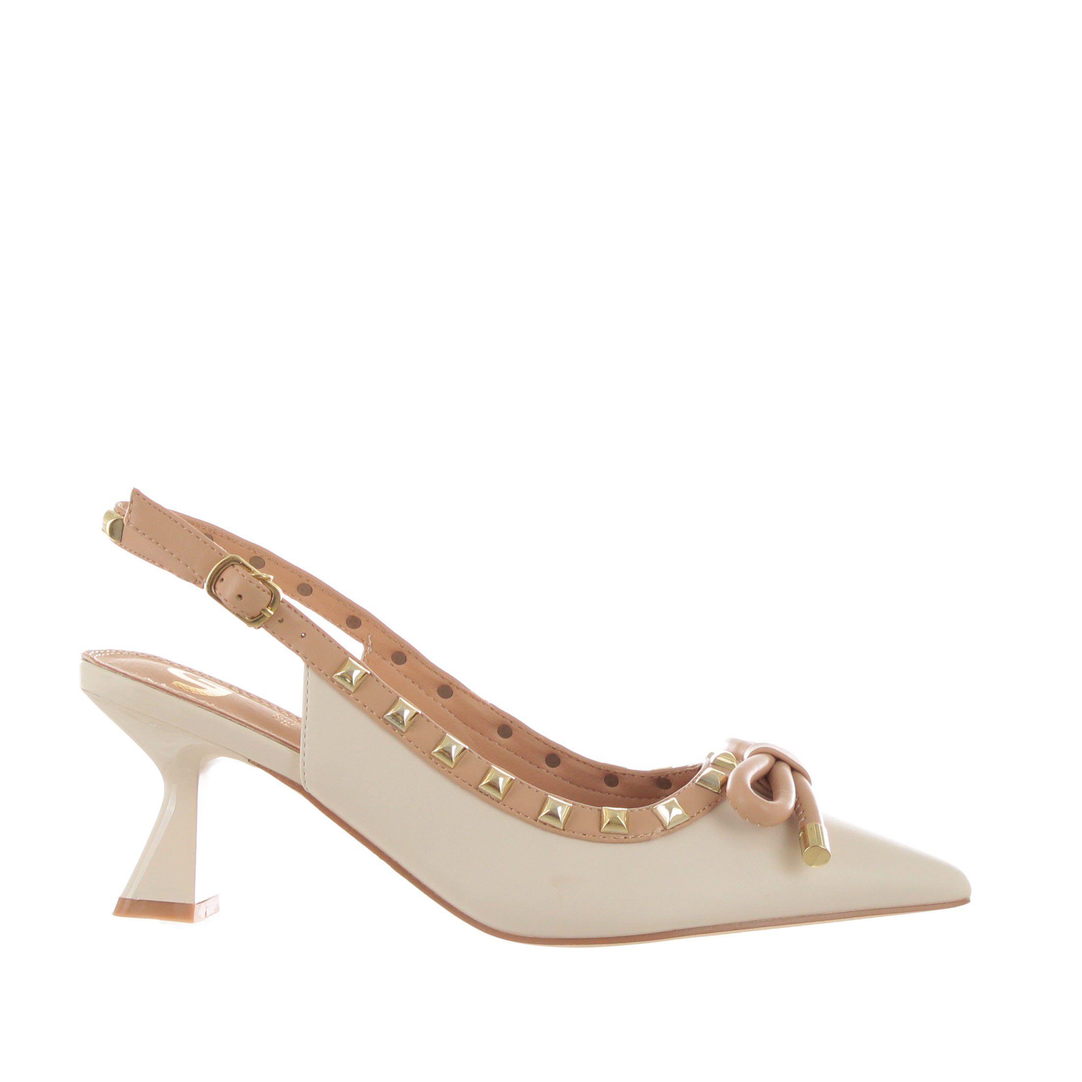Décolleté slingback in pelle con borchie