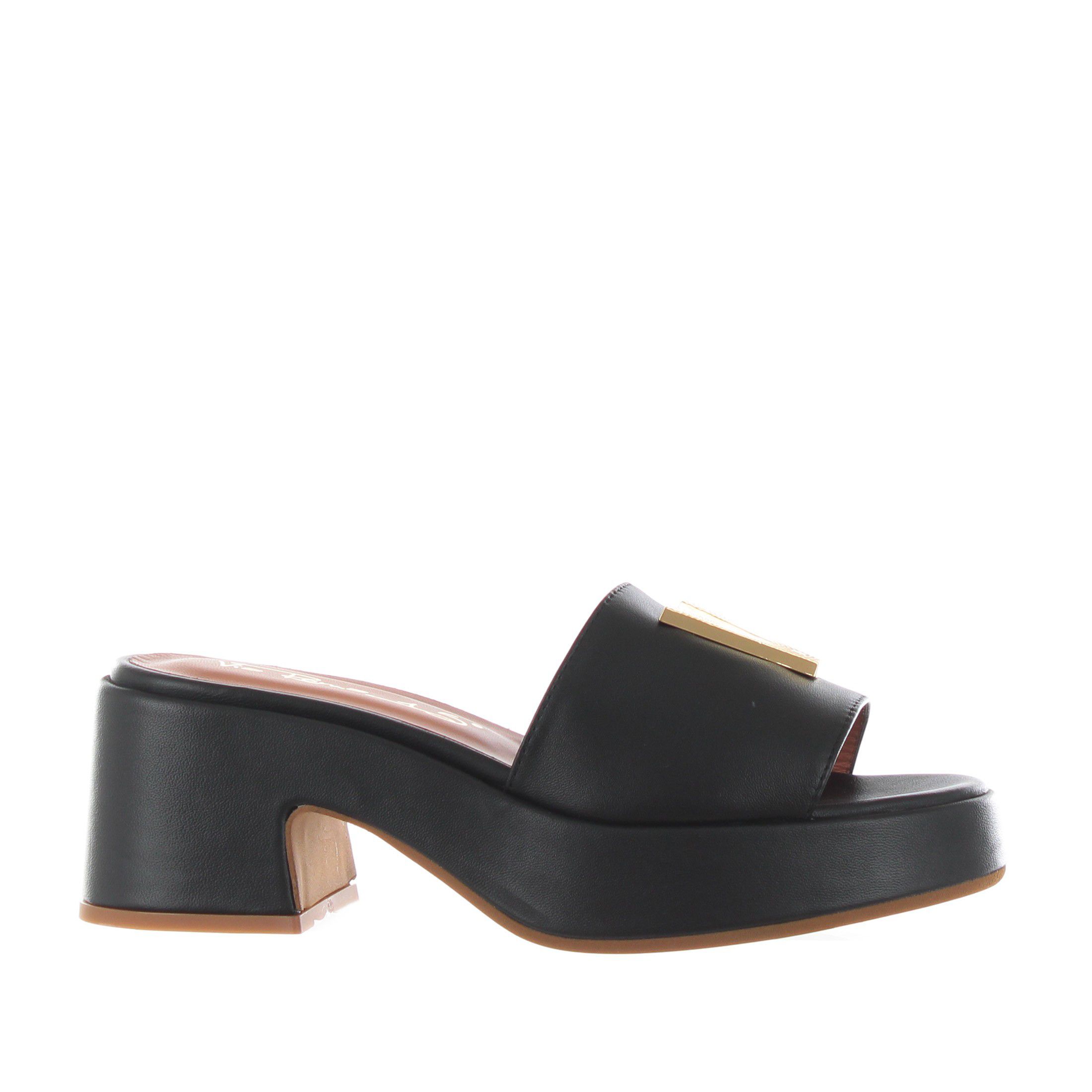 Sabot in pelle con logo metallico