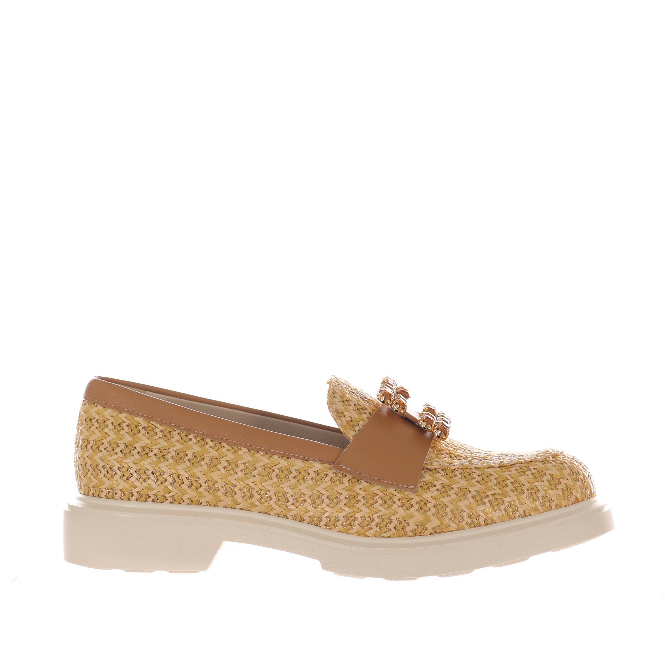 Mocassino in rafia con accessorio