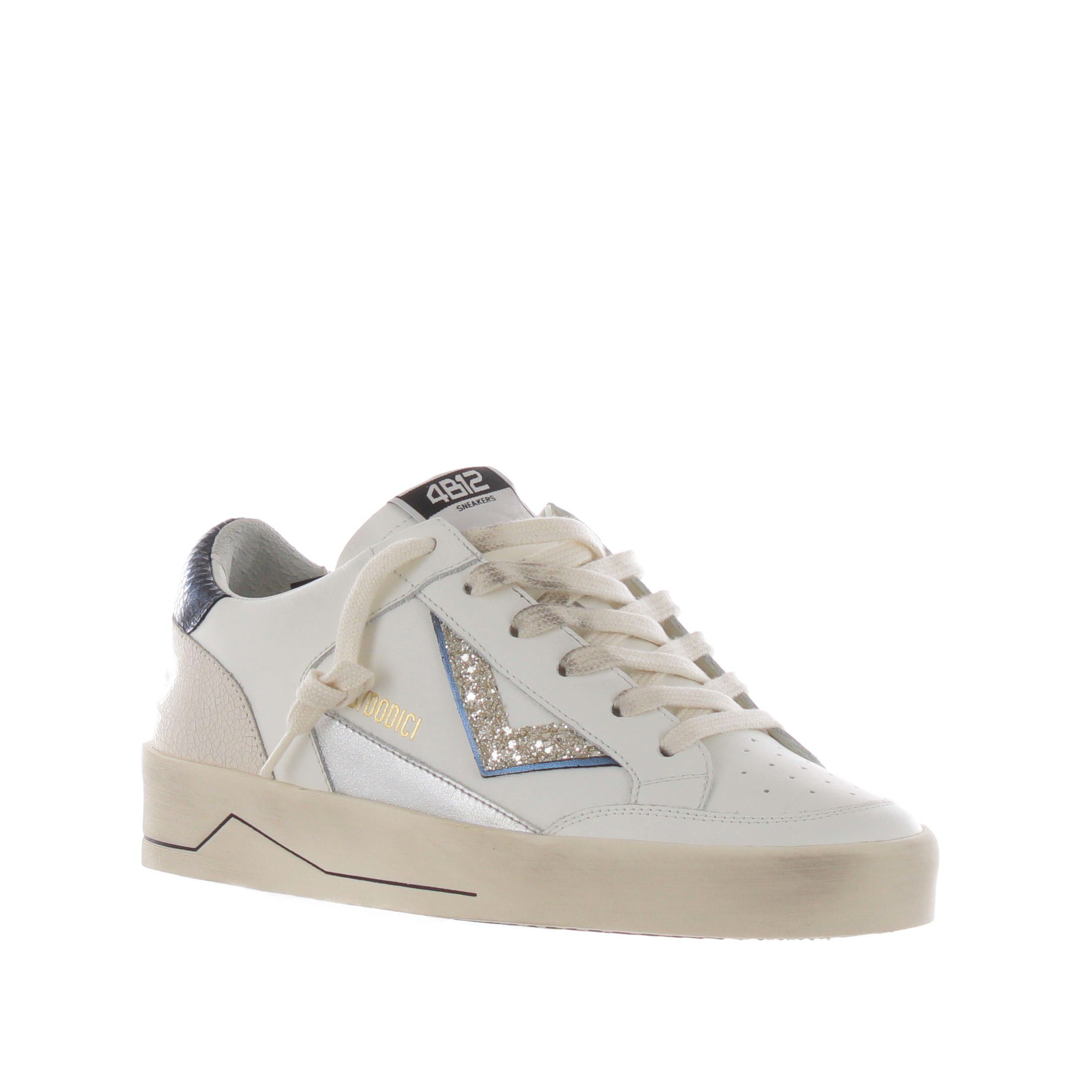 4b12 sneaker in pelle e glitter da donna