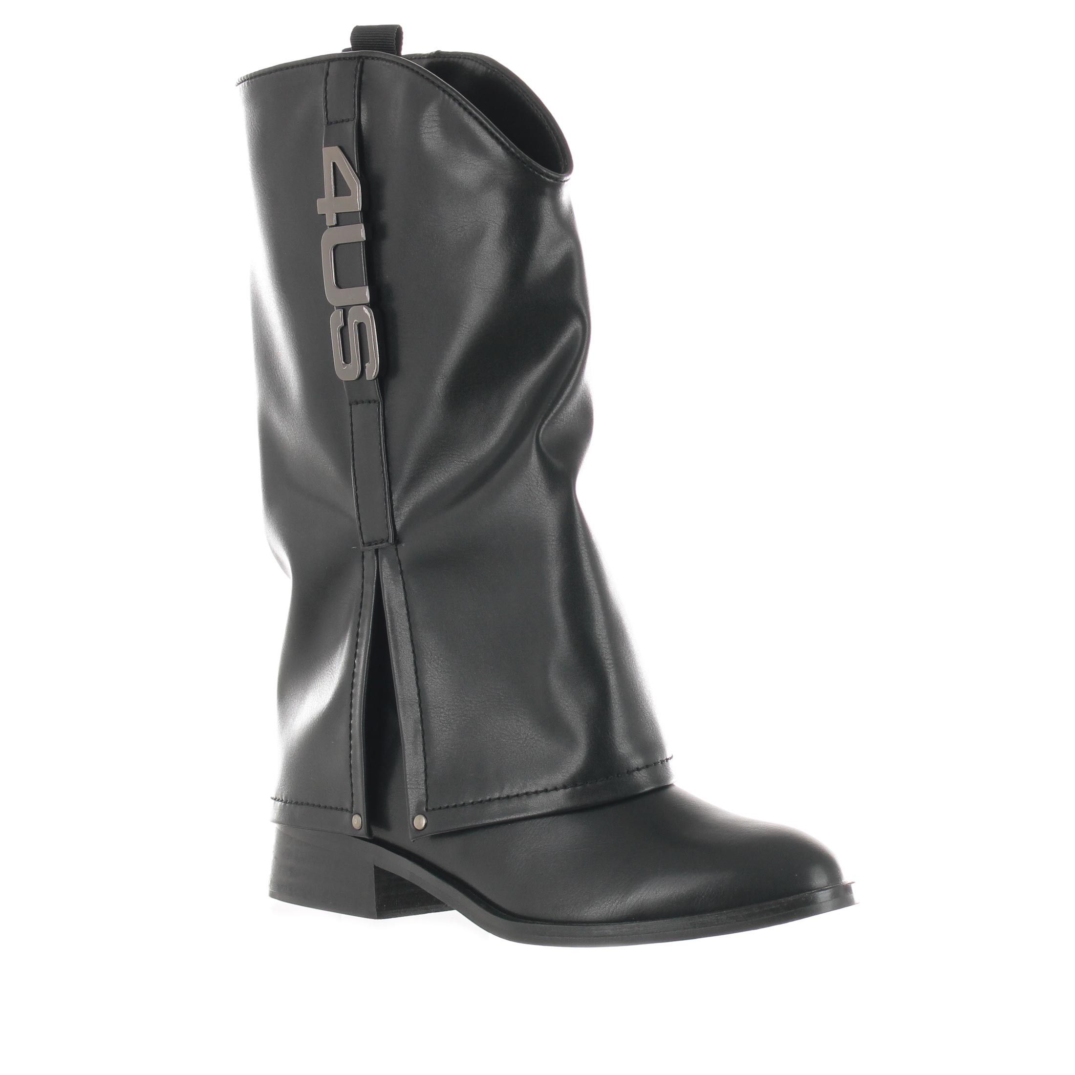 4us stivale in pelle con logo metallico da donna