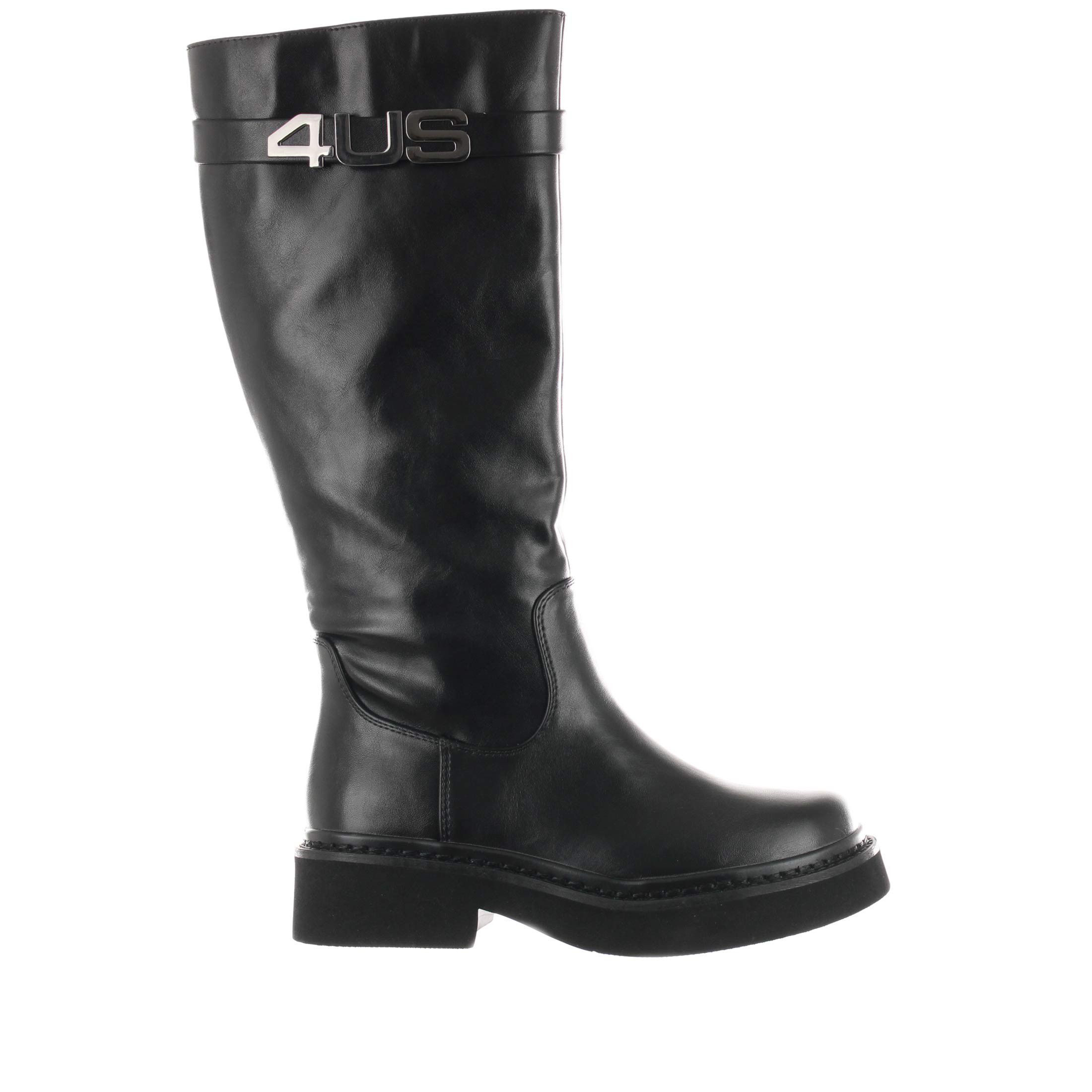 4us stivale in pelle con logo metallico da donna