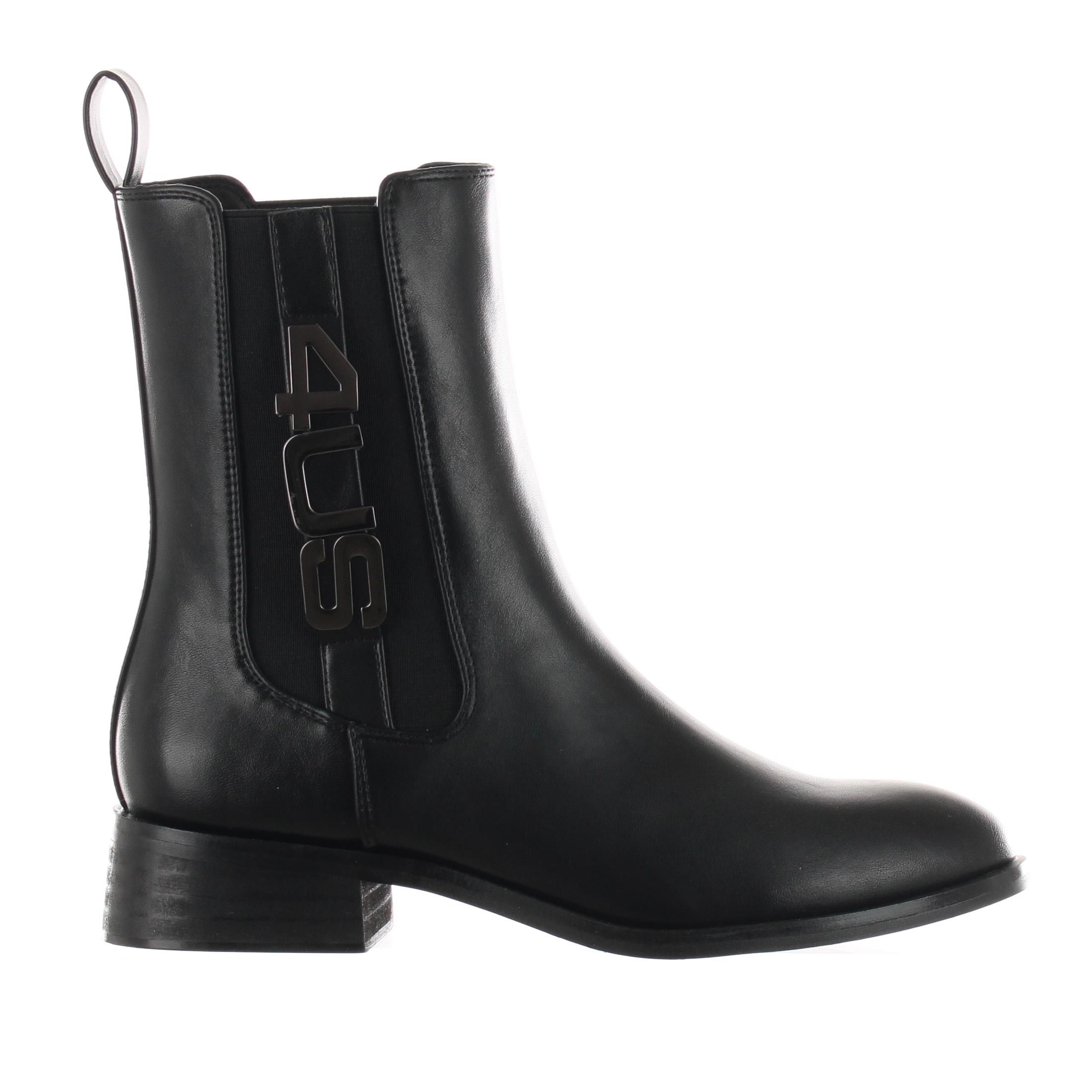 4us stivaletto beatles in pelle con logo da donna