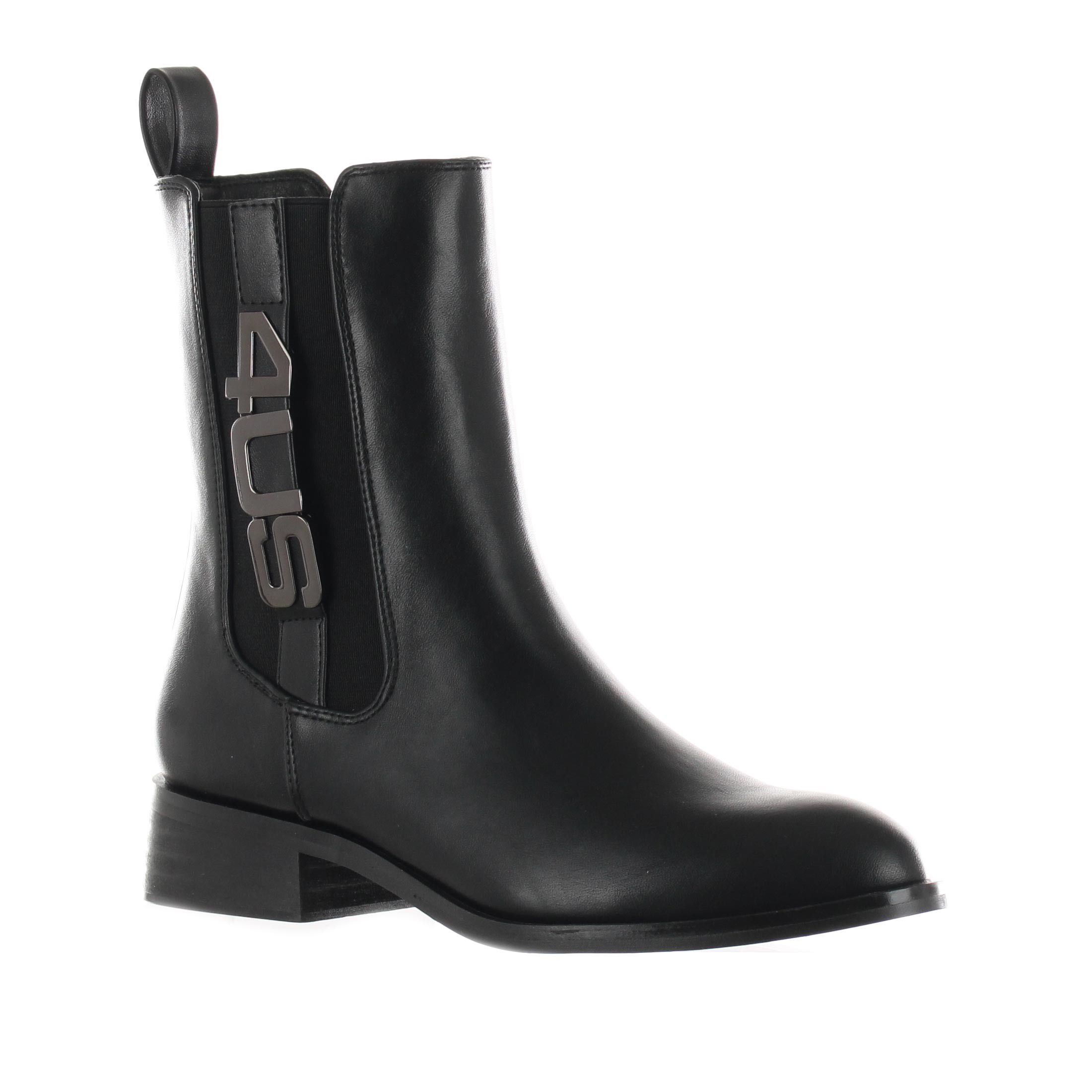 4us stivaletto beatles in pelle con logo da donna