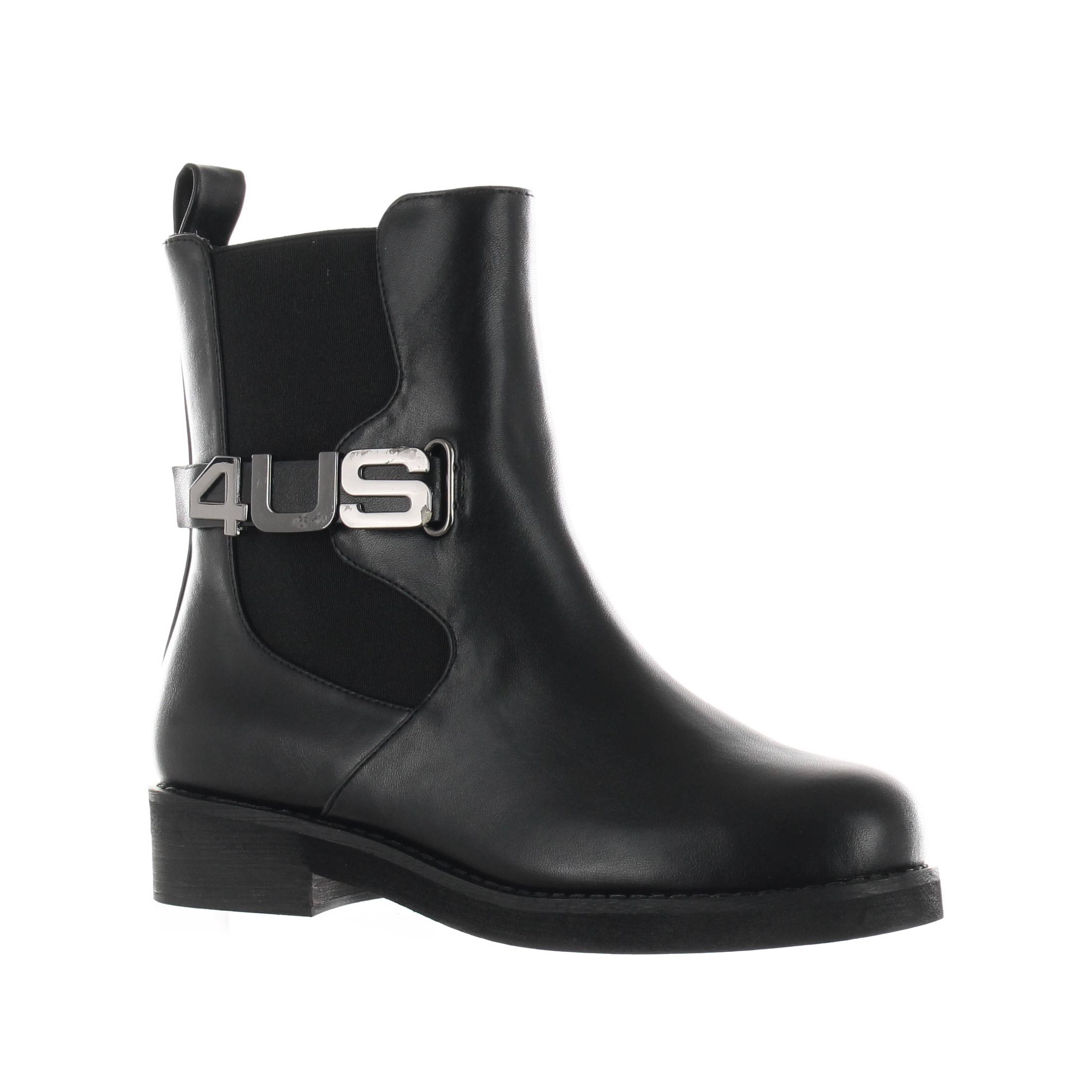 4us stivaletto beatles in pelle con logo da donna