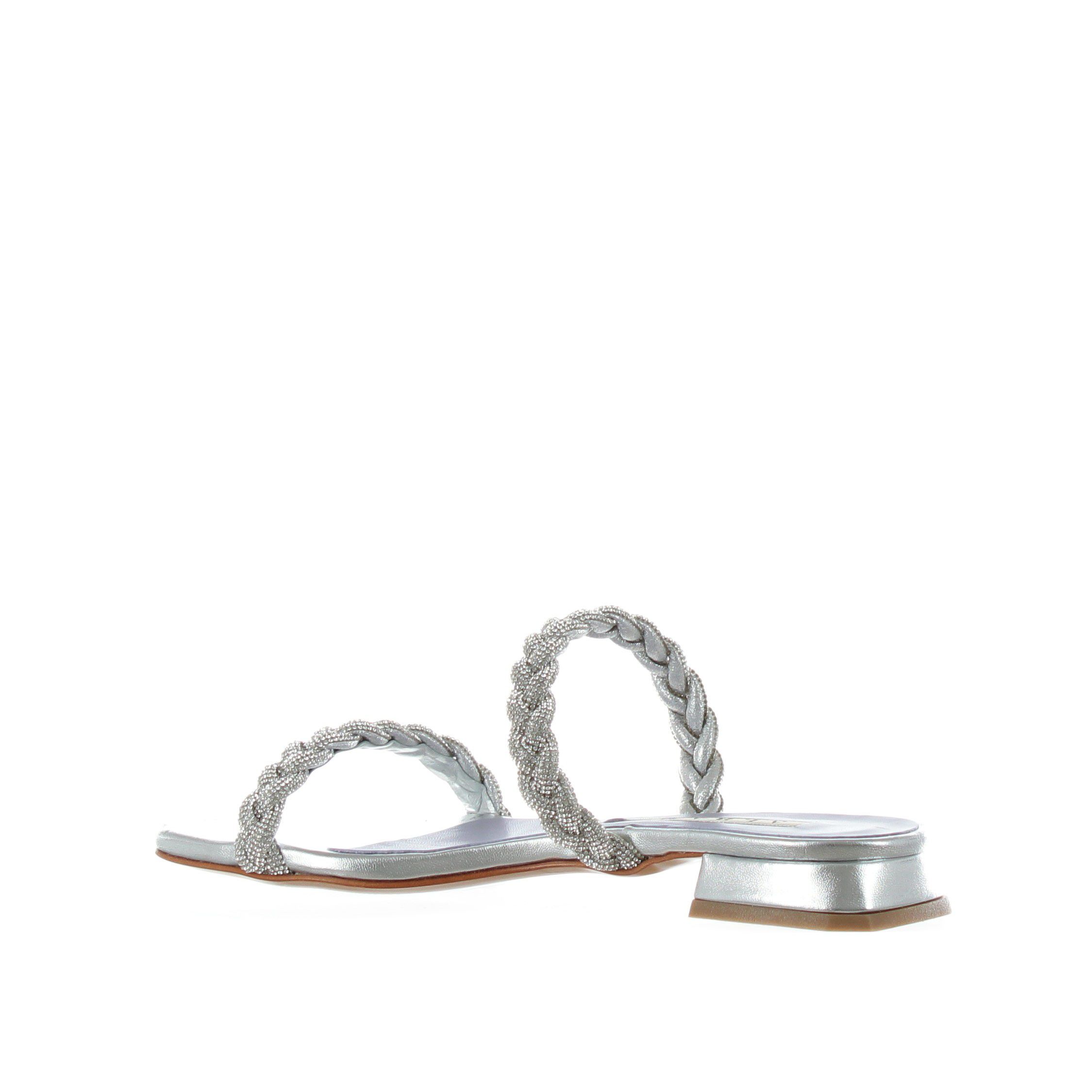 Albano ciabattina in pelle metallizzata con strass da donna