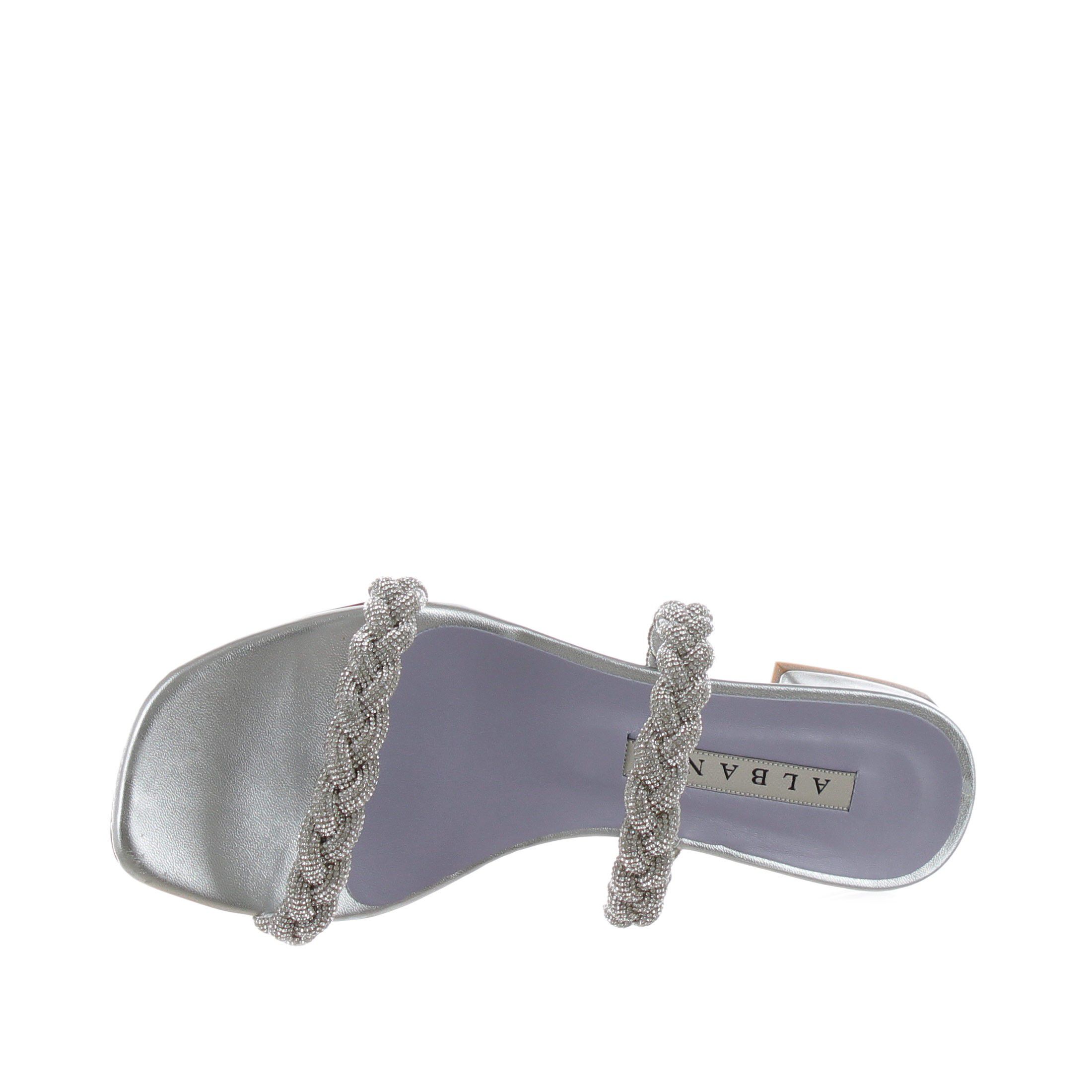 Albano ciabattina in pelle metallizzata con strass da donna