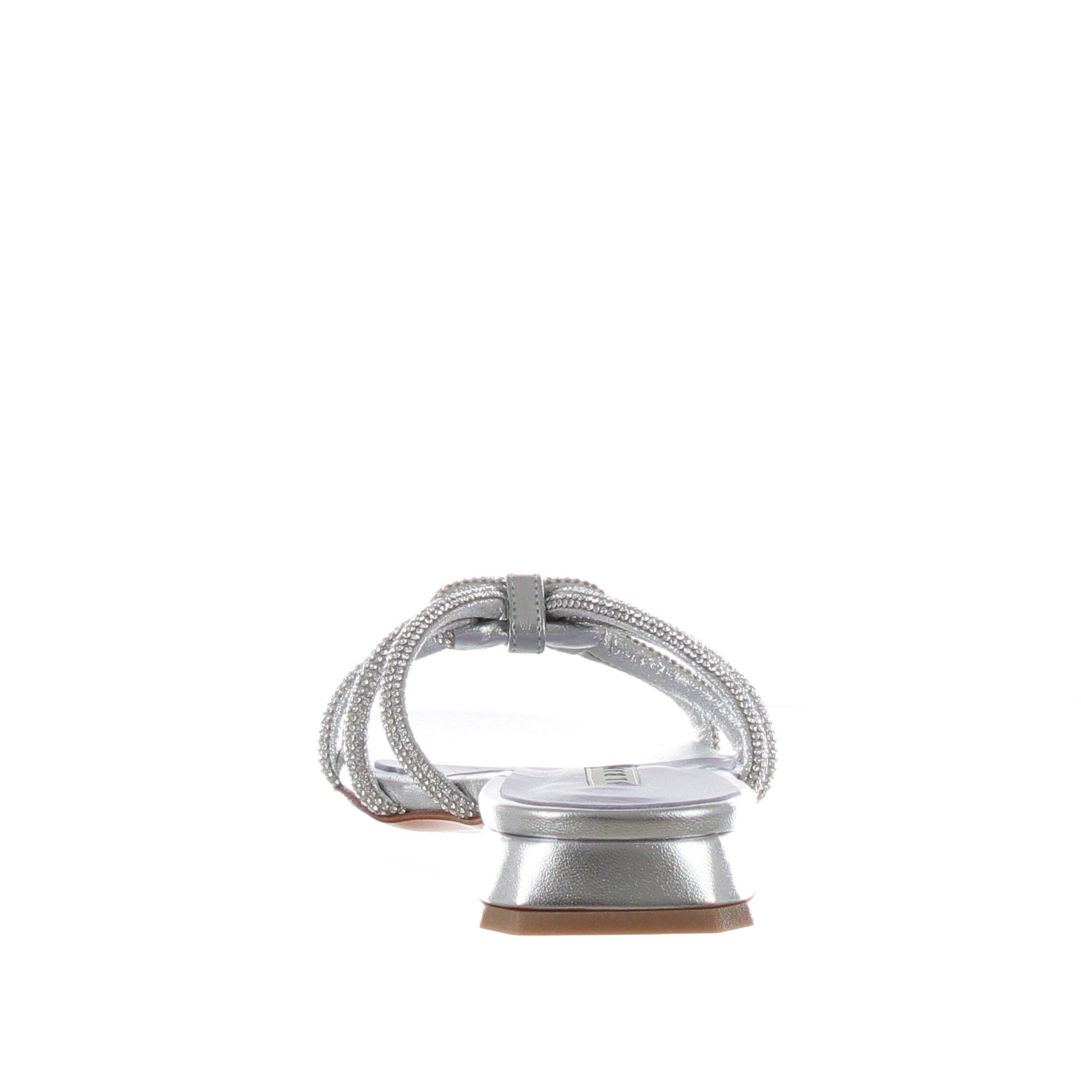 Albano ciabattina in pelle metallizzata con strass da donna