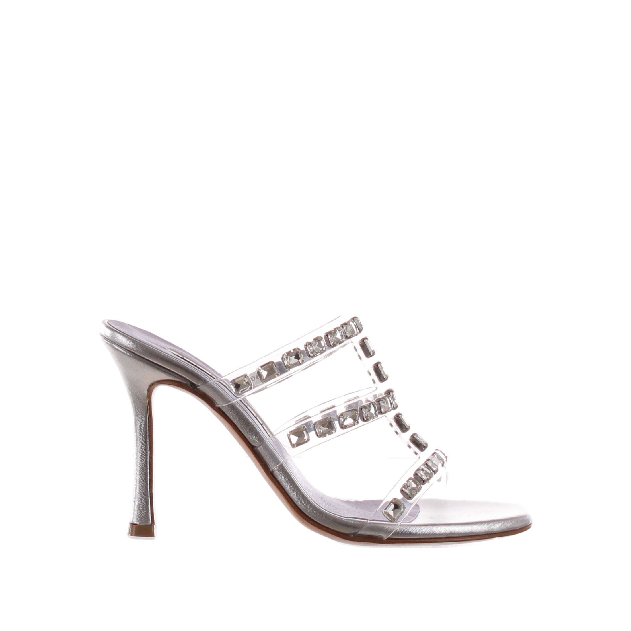 Albano sabot in pelle metal e pvc con pietre da donna