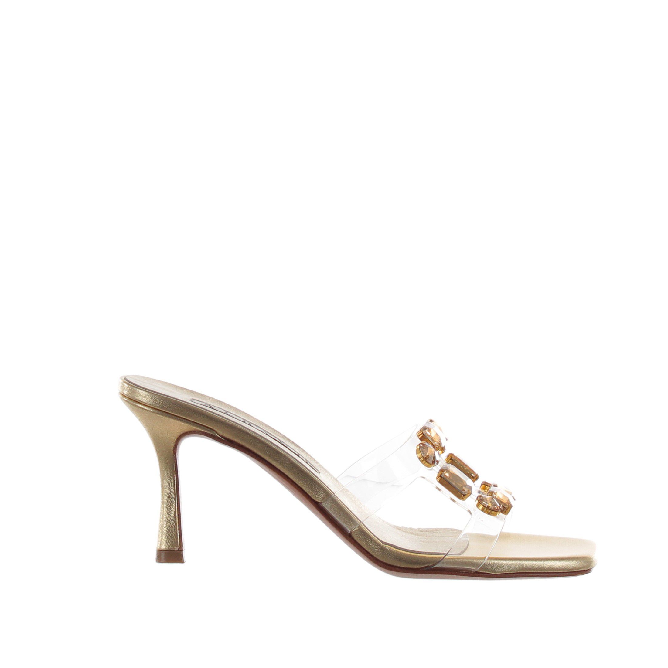 Albano sabot in pelle metal e pvc con pietre da donna