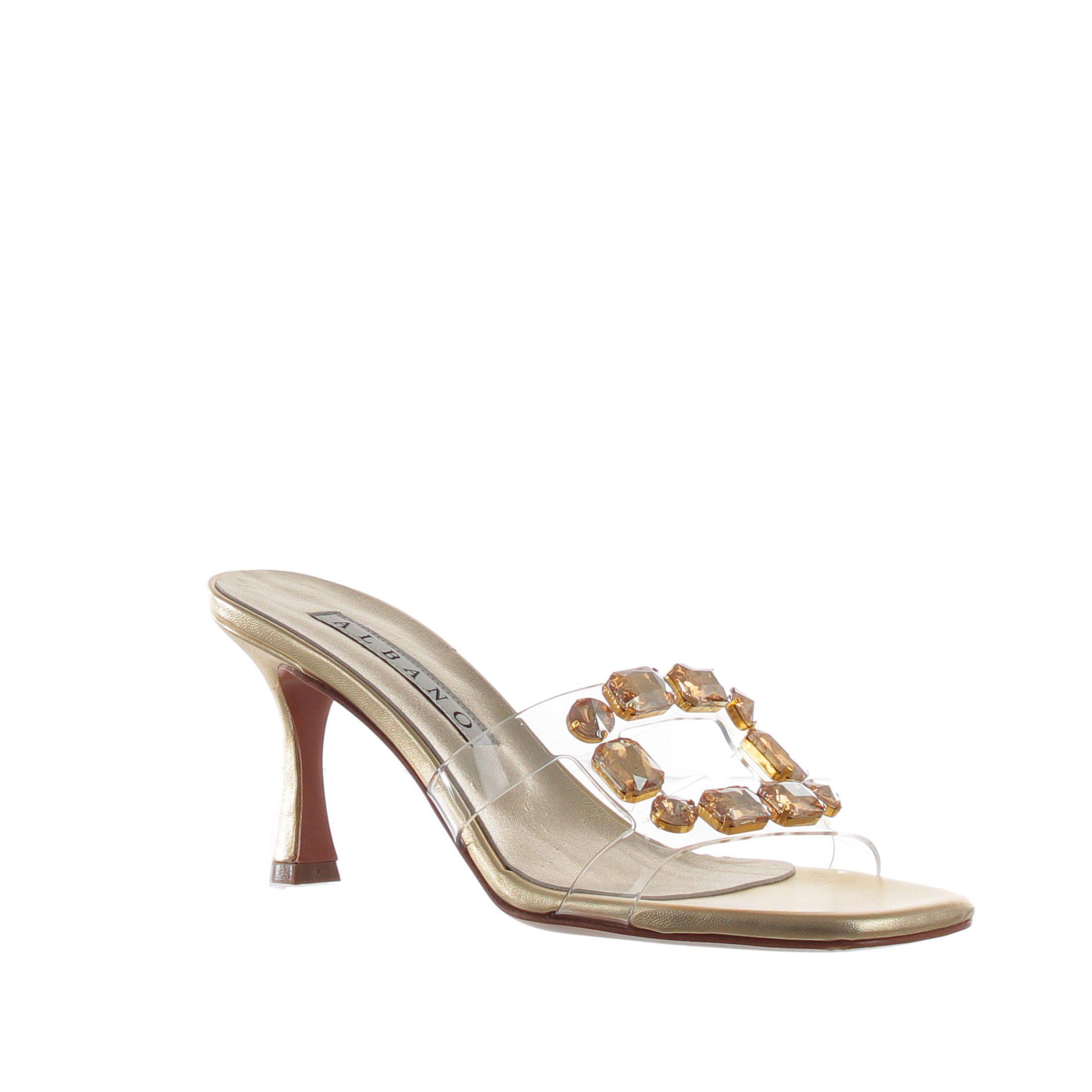 Albano sabot in pelle metal e pvc con pietre da donna