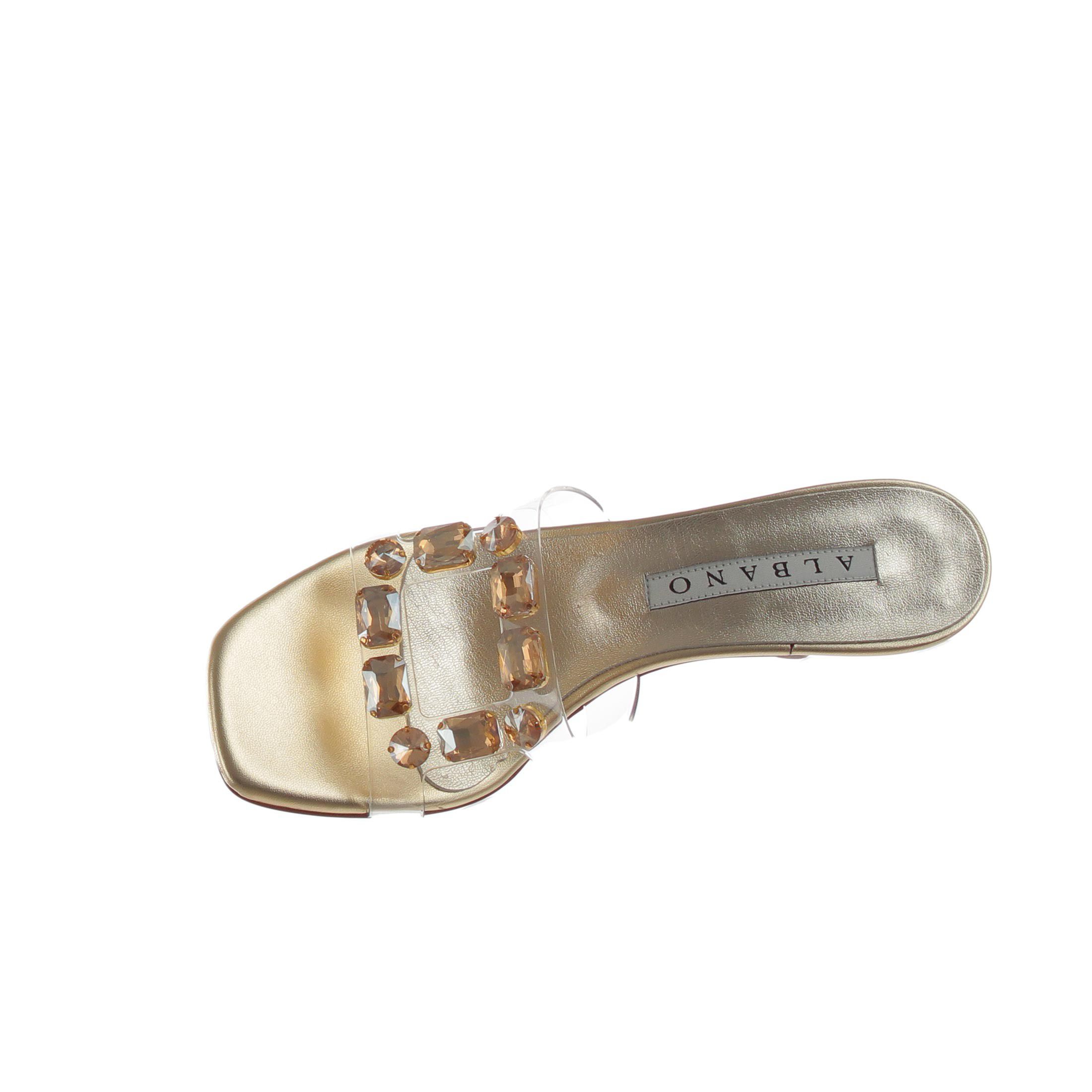 Albano sabot in pelle metal e pvc con pietre da donna