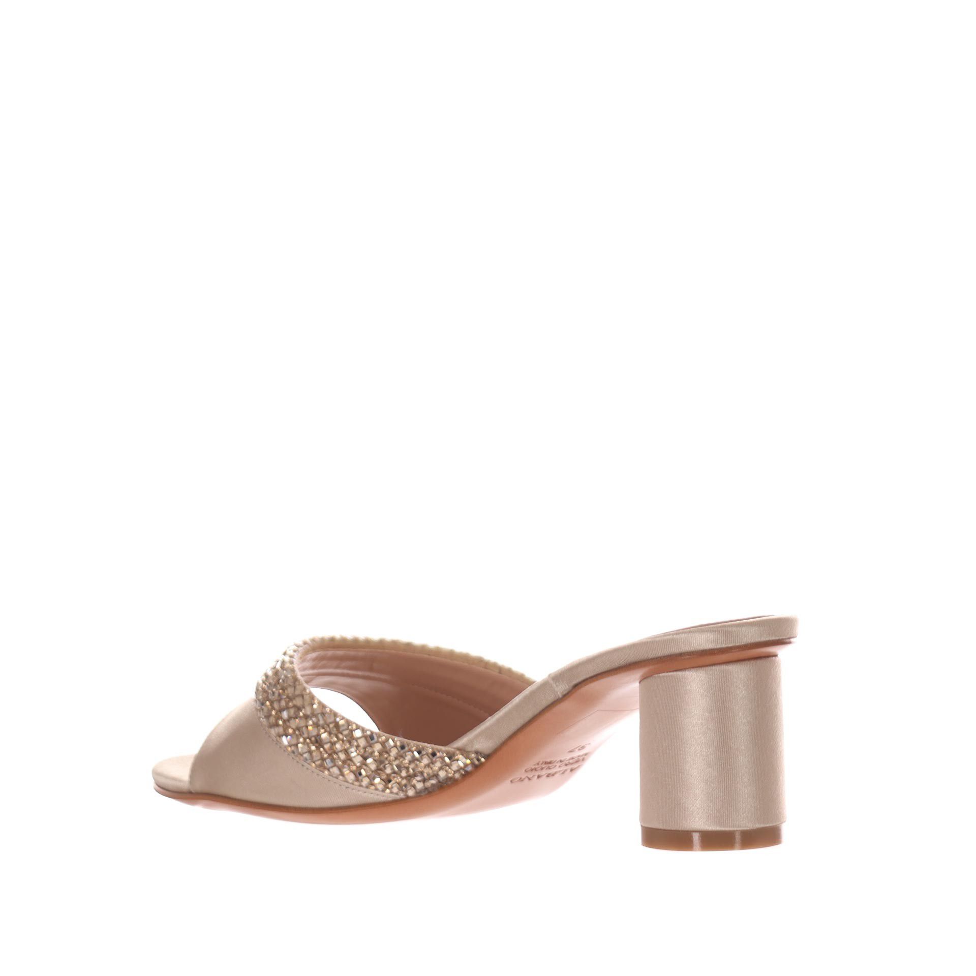 Albano sabot in raso con strass e tacco largo da donna