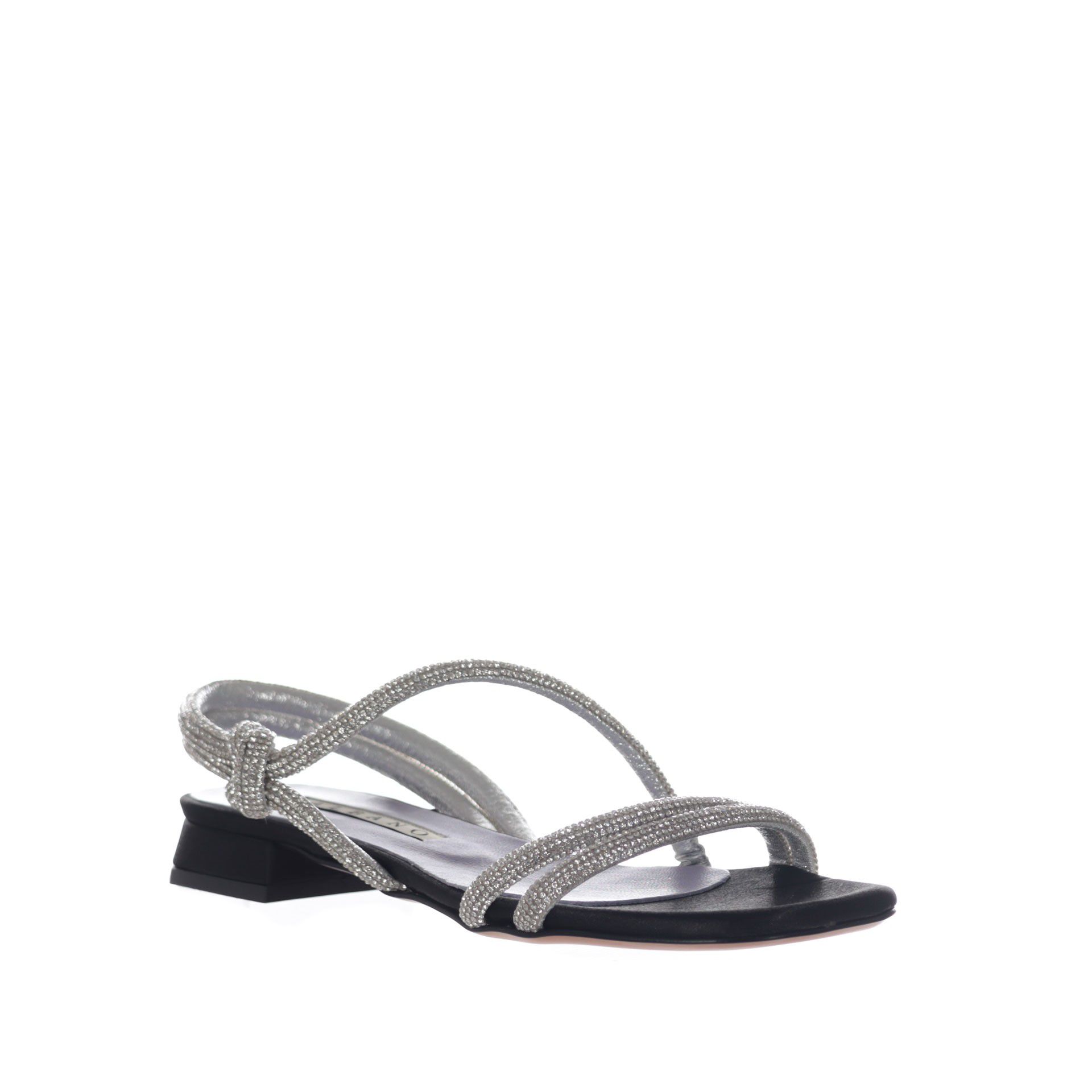 Albano sandali bassi in raso con strass da donna