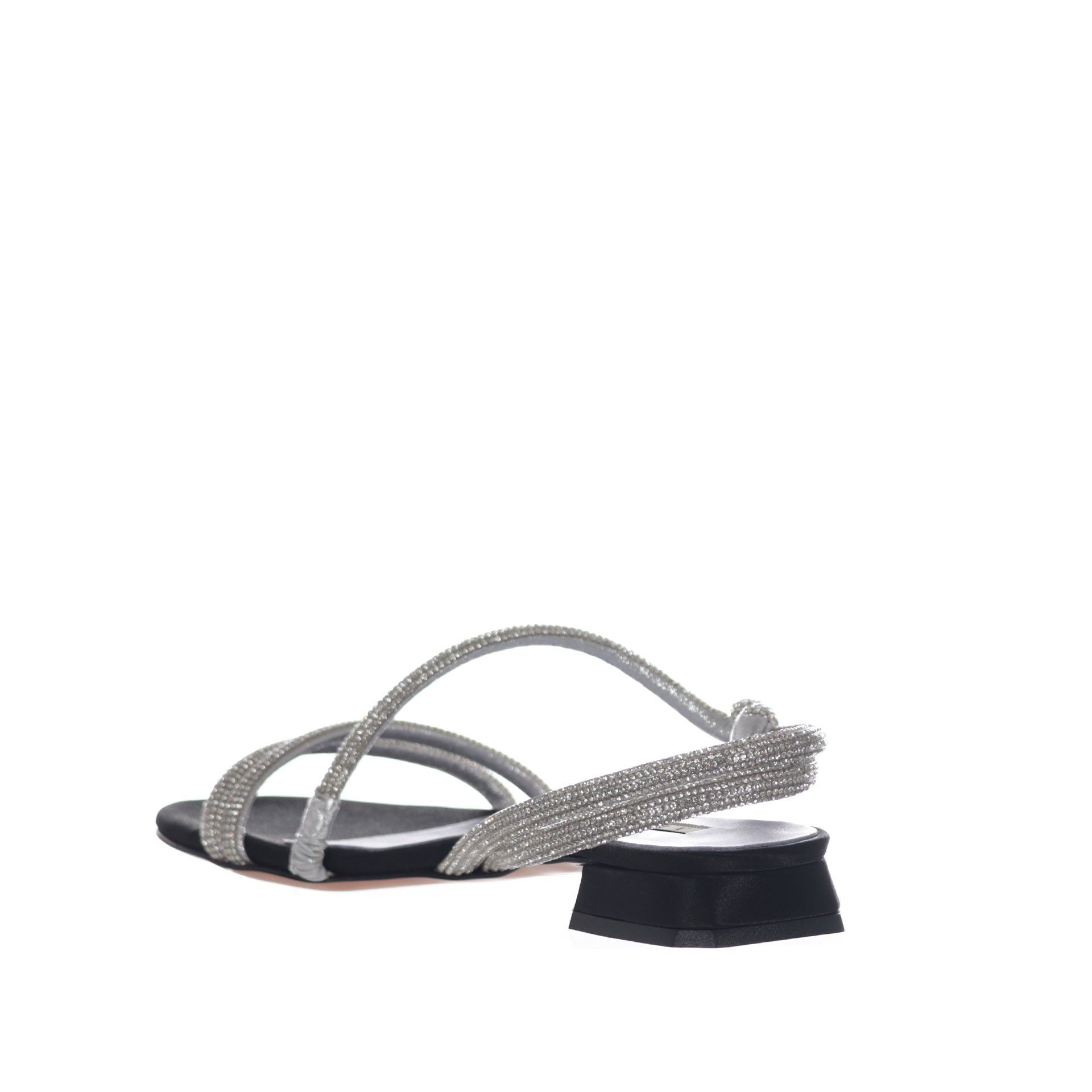 Albano sandali bassi in raso con strass da donna