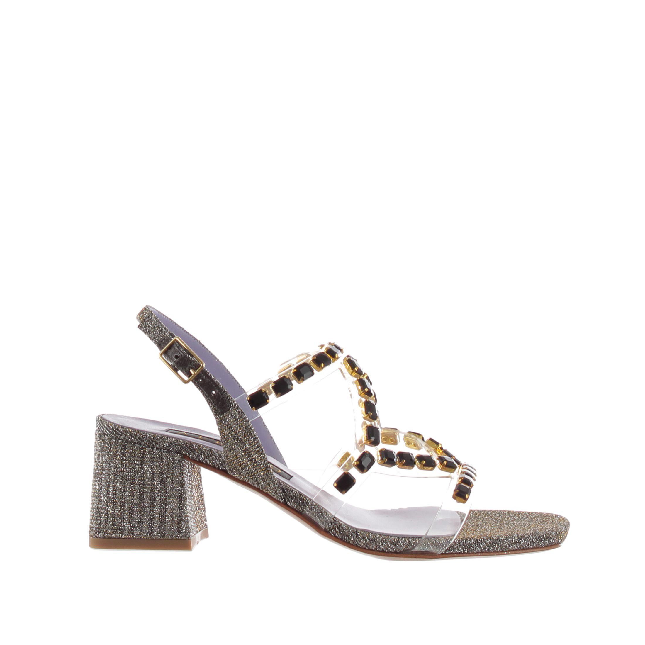 Albano sandalo in mesh e pvc con pietre da donna