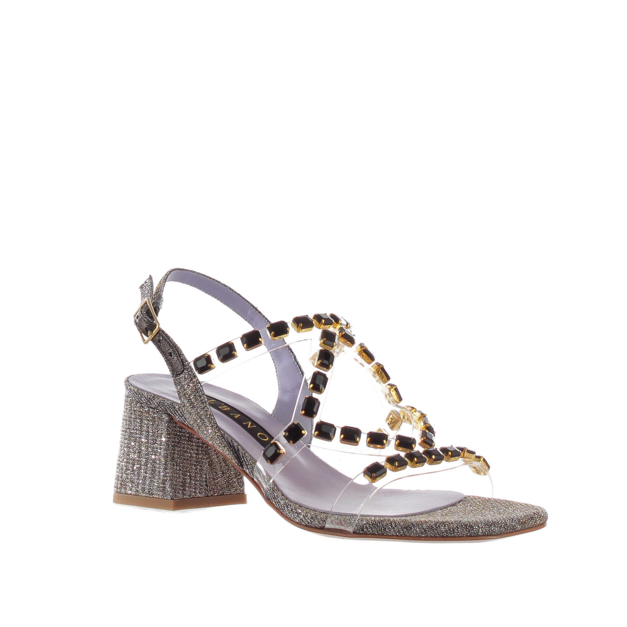 Albano sandalo in mesh e pvc con pietre da donna