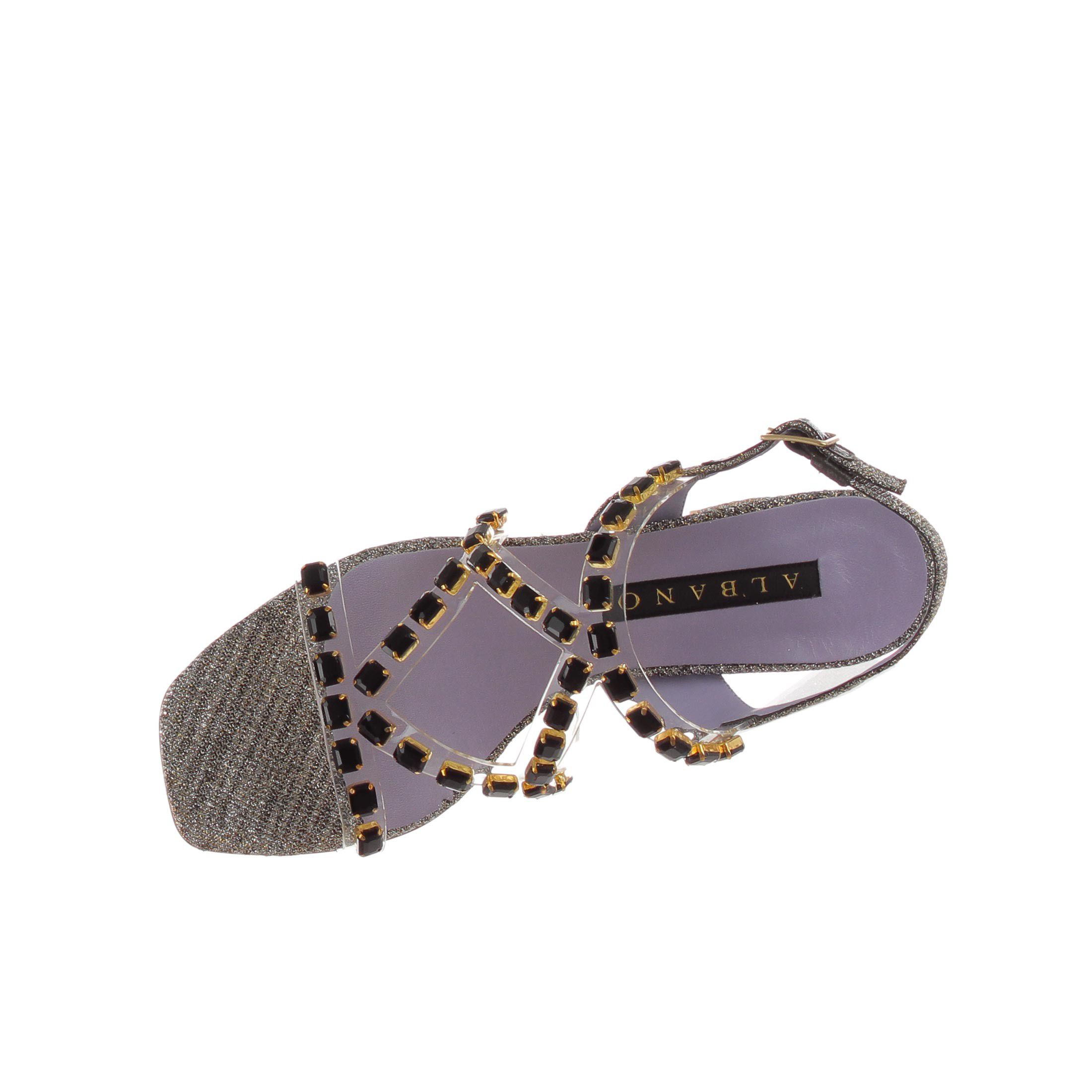 Albano sandalo in mesh e pvc con pietre da donna
