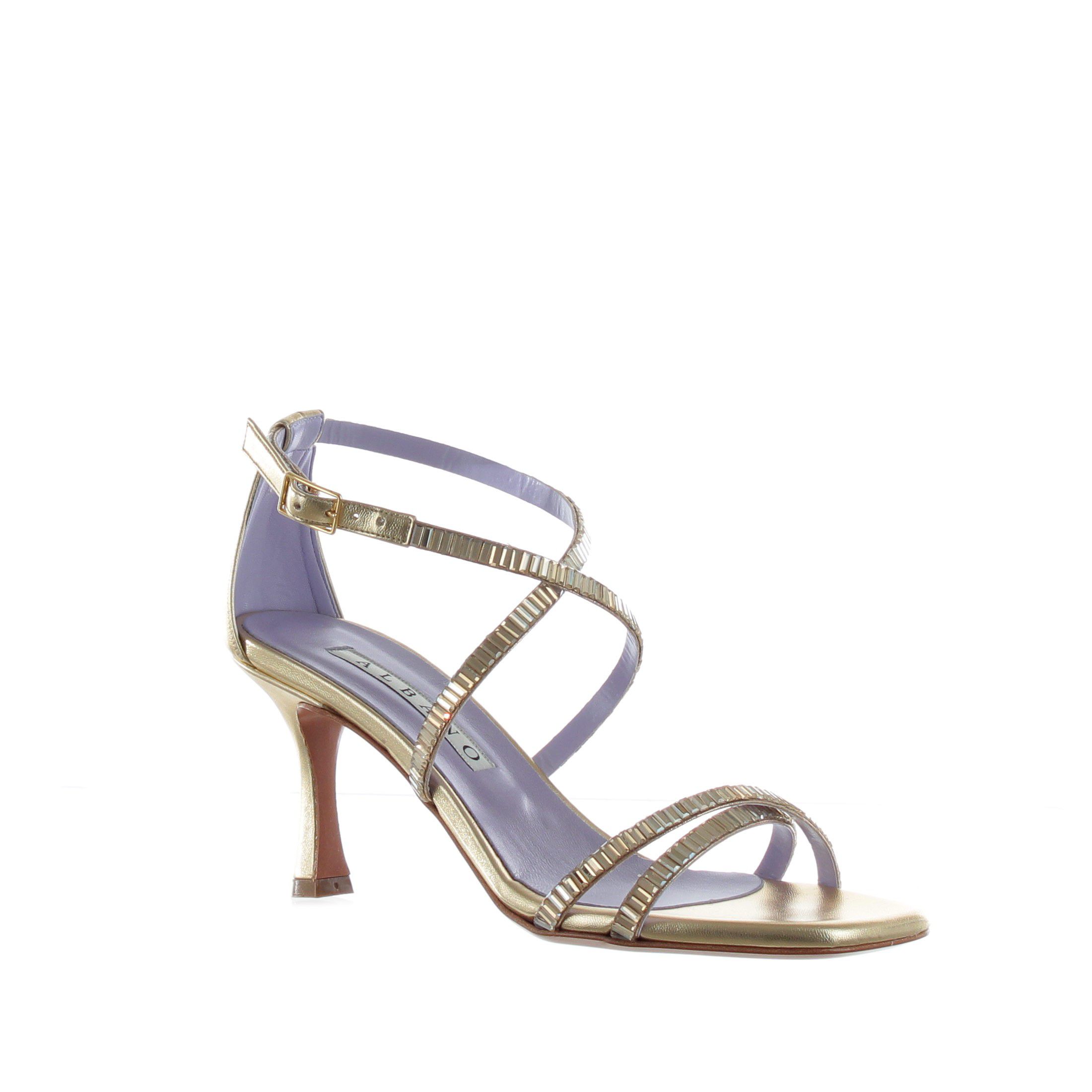 Albano sandalo in pelle metal con pietre da donna