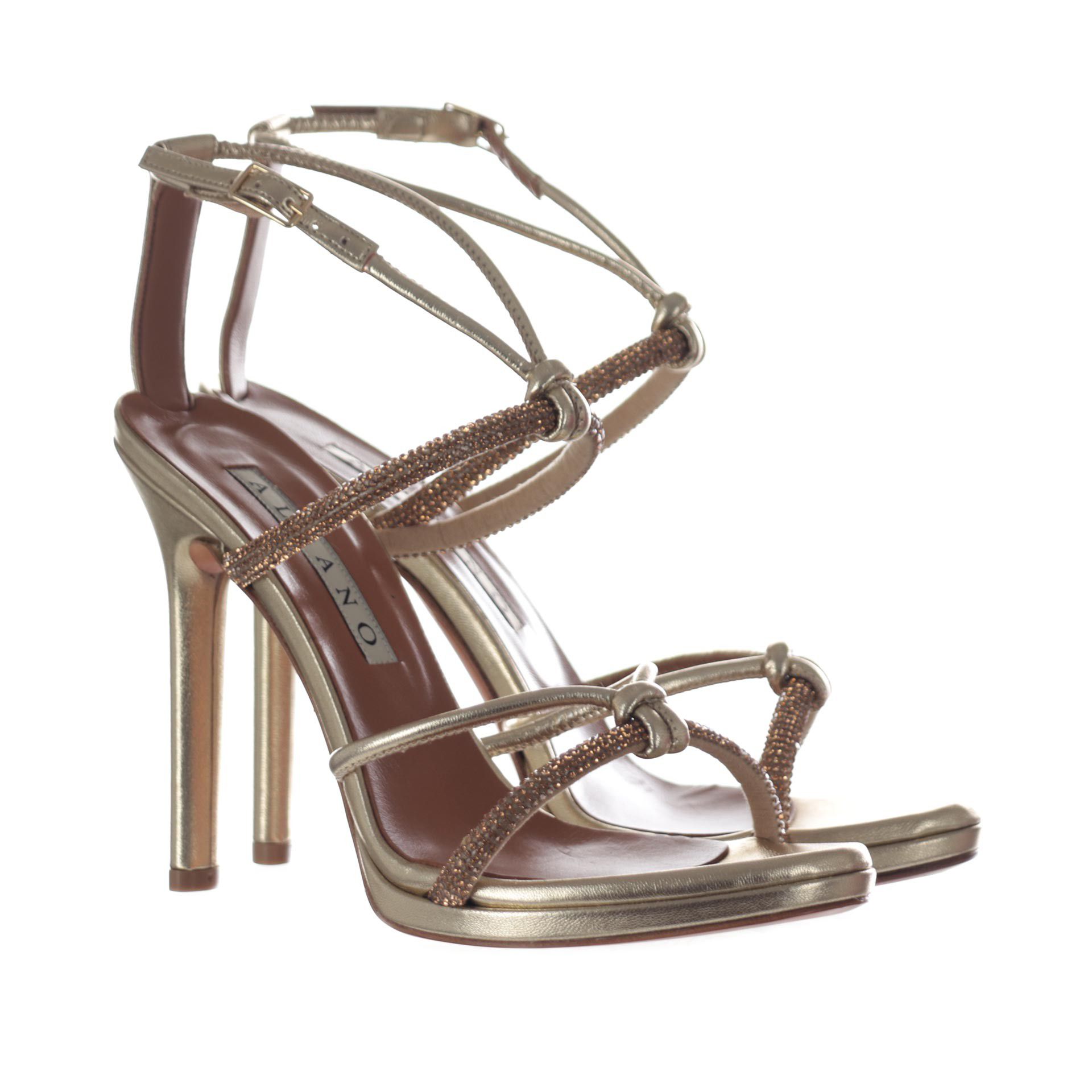 Albano sandalo in pelle metal con strass da donna