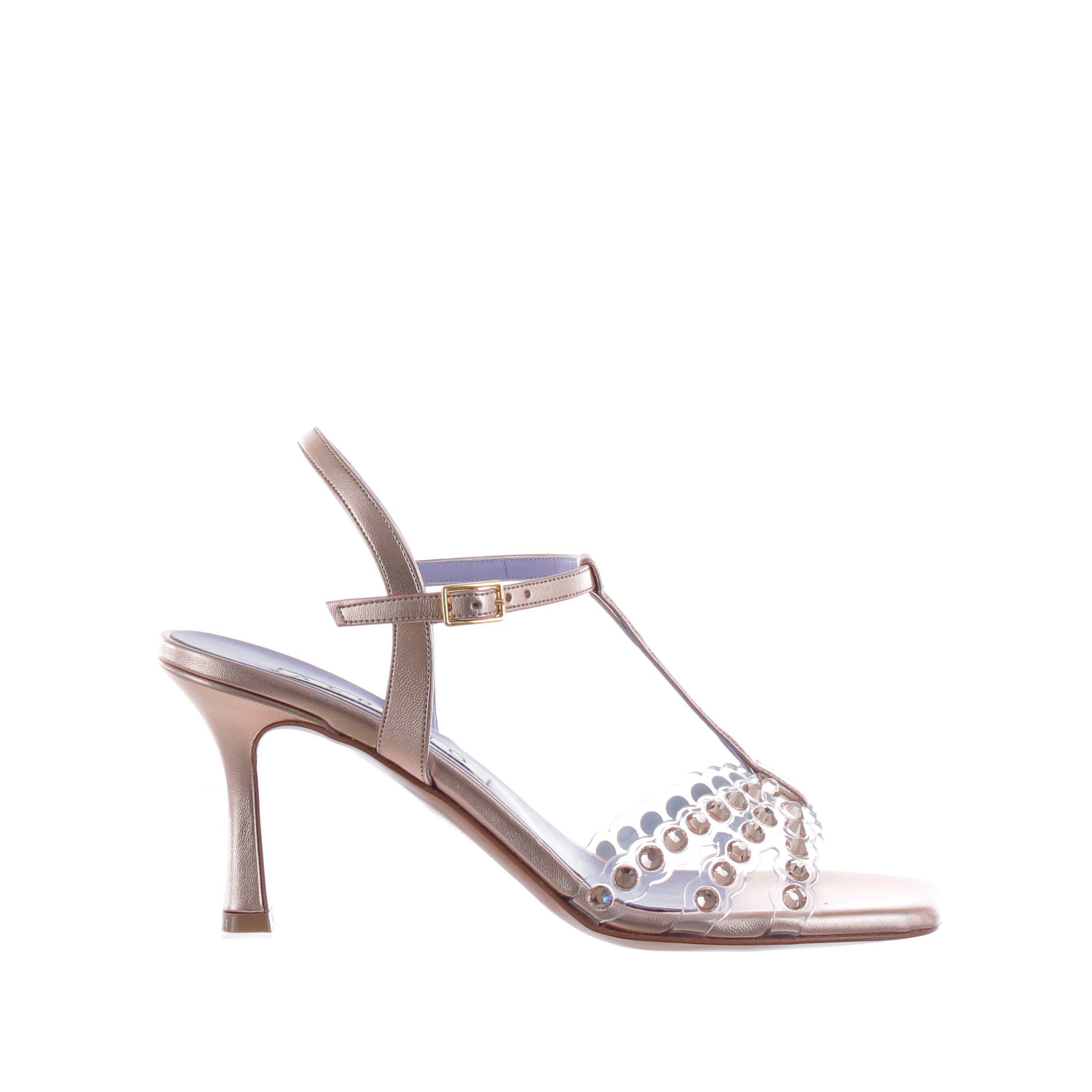 Albano sandalo in pelle metal e pvc con pietre da donna