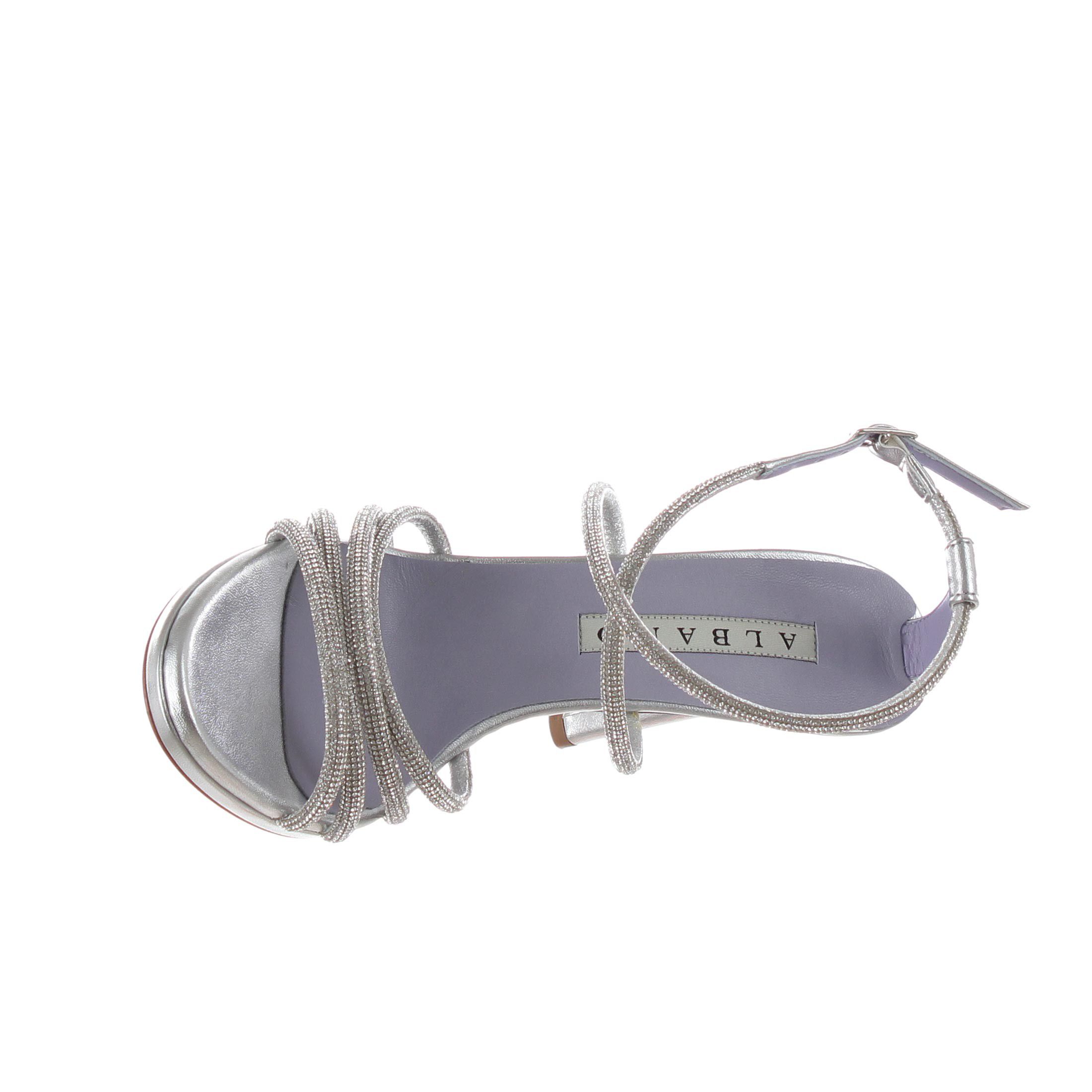 Albano sandalo in pelle metallizzata con strass da donna
