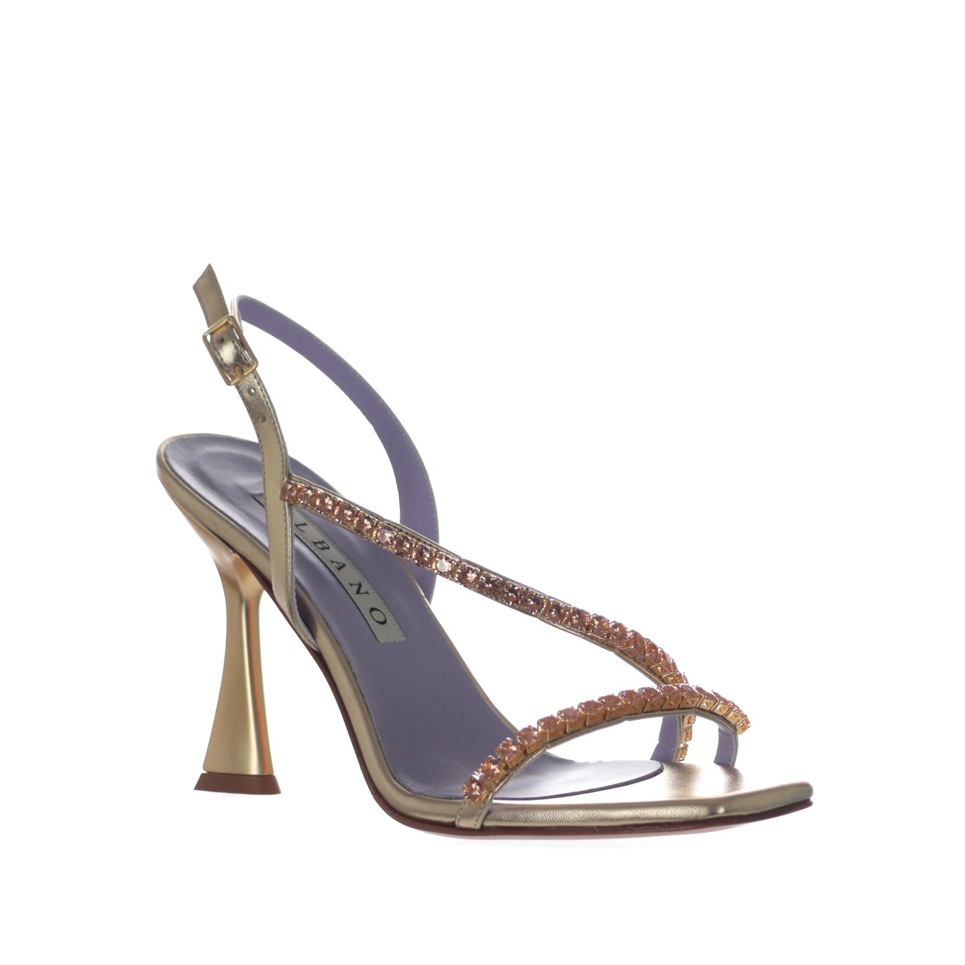 Albano sandalo in pelle metallizzata con strass da donna
