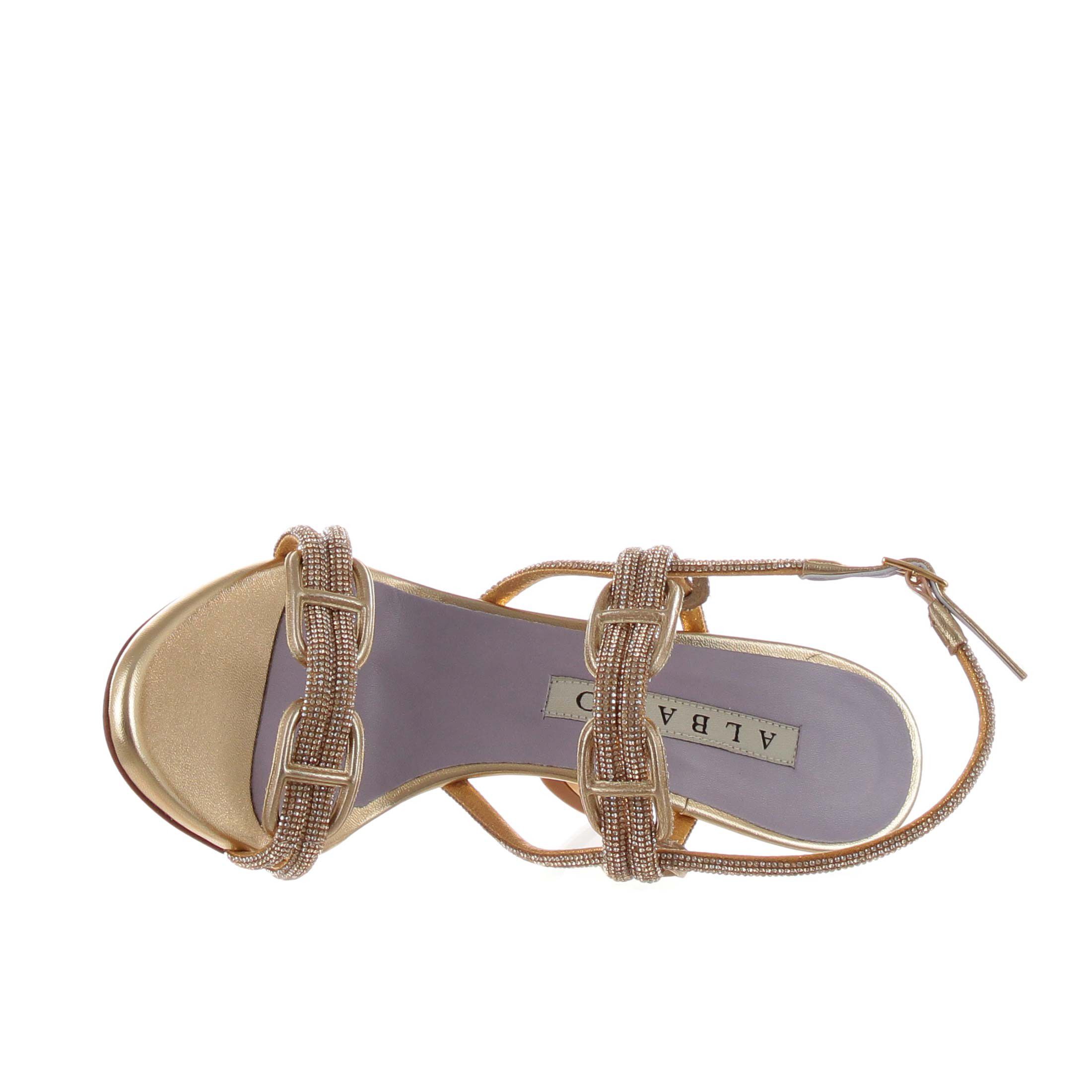 Albano sandalo in pelle metallizzata con strass da donna