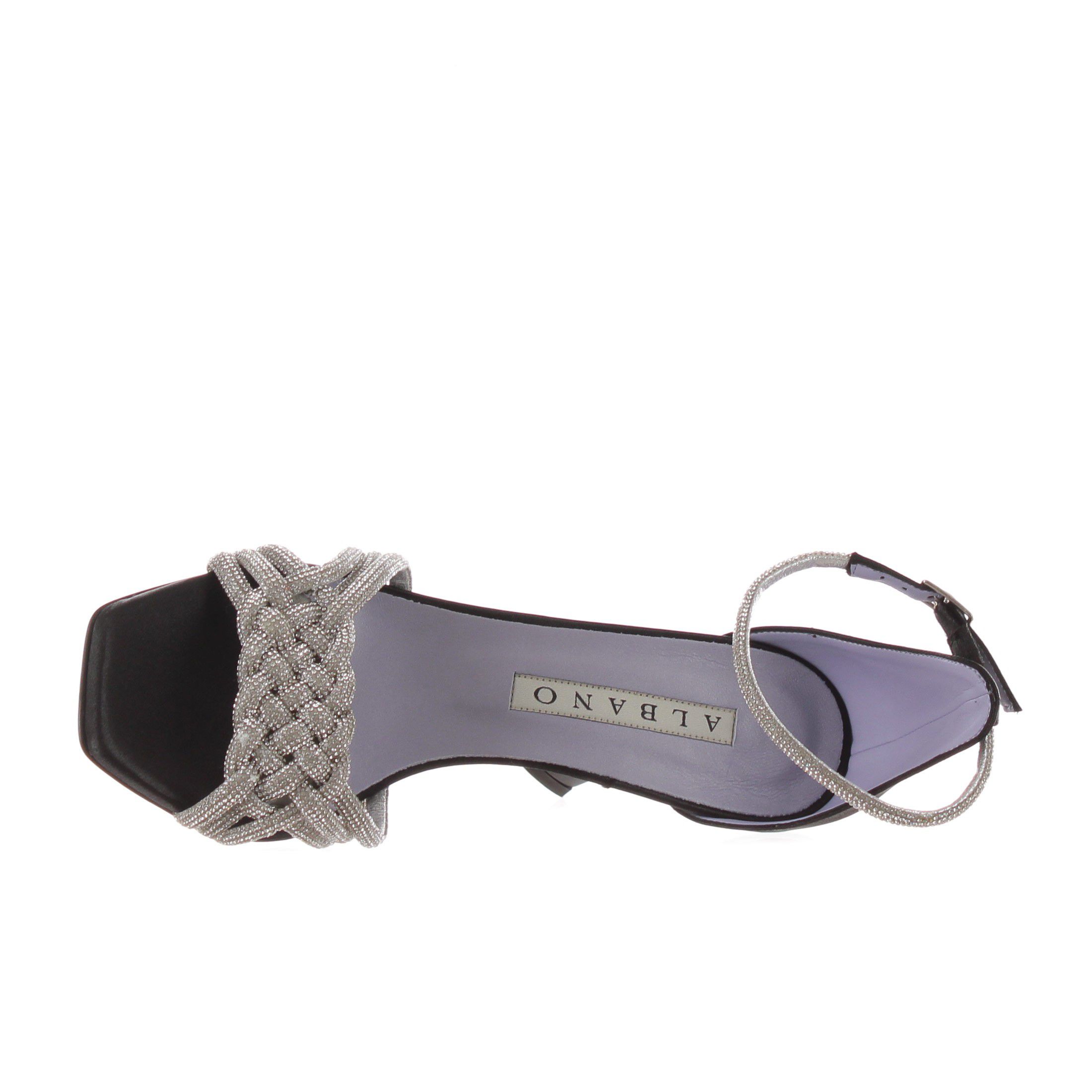 Albano sandalo in raso con tallone chiuso e strass da donna