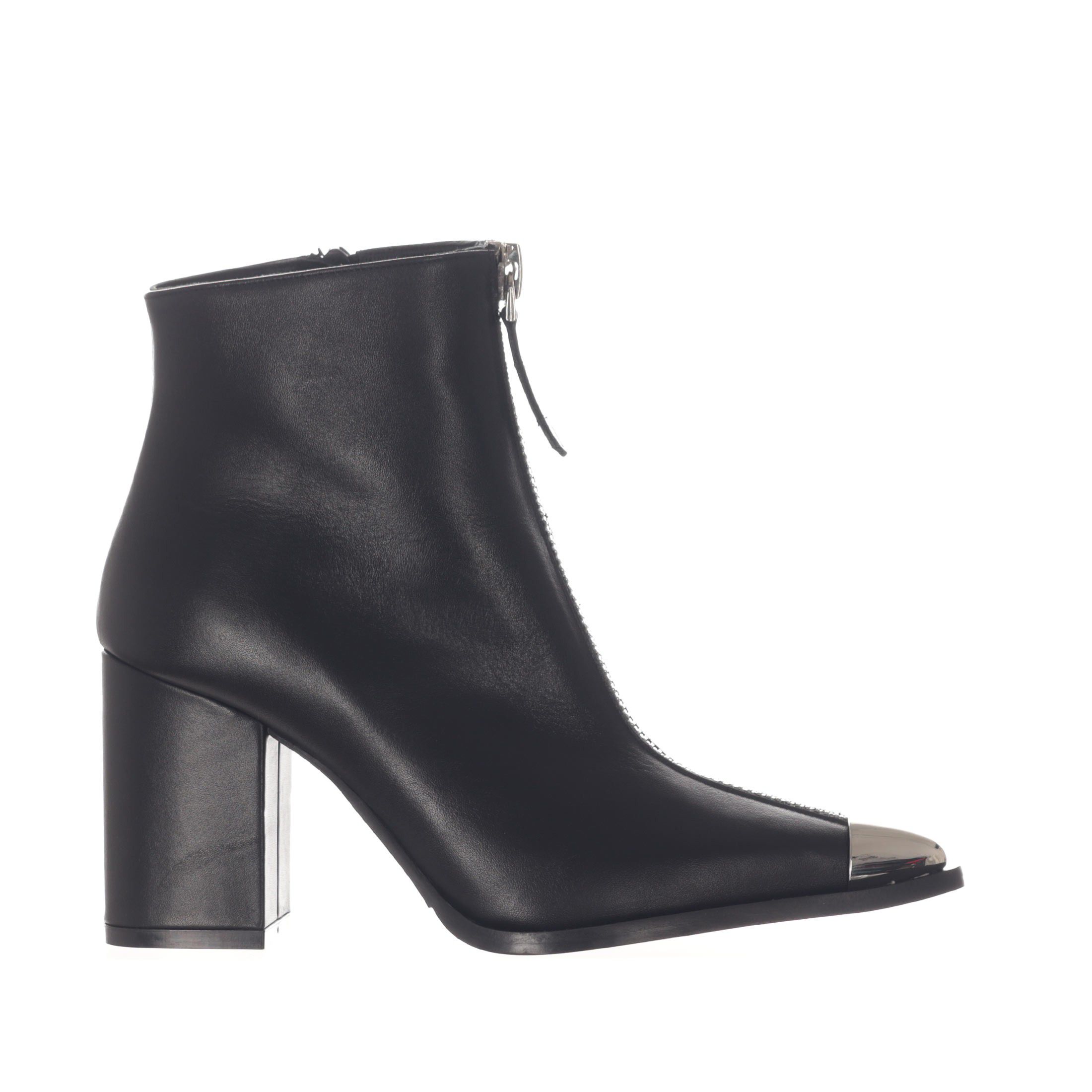 Albano stivaletto in pelle con punta in metallo e zip da donna