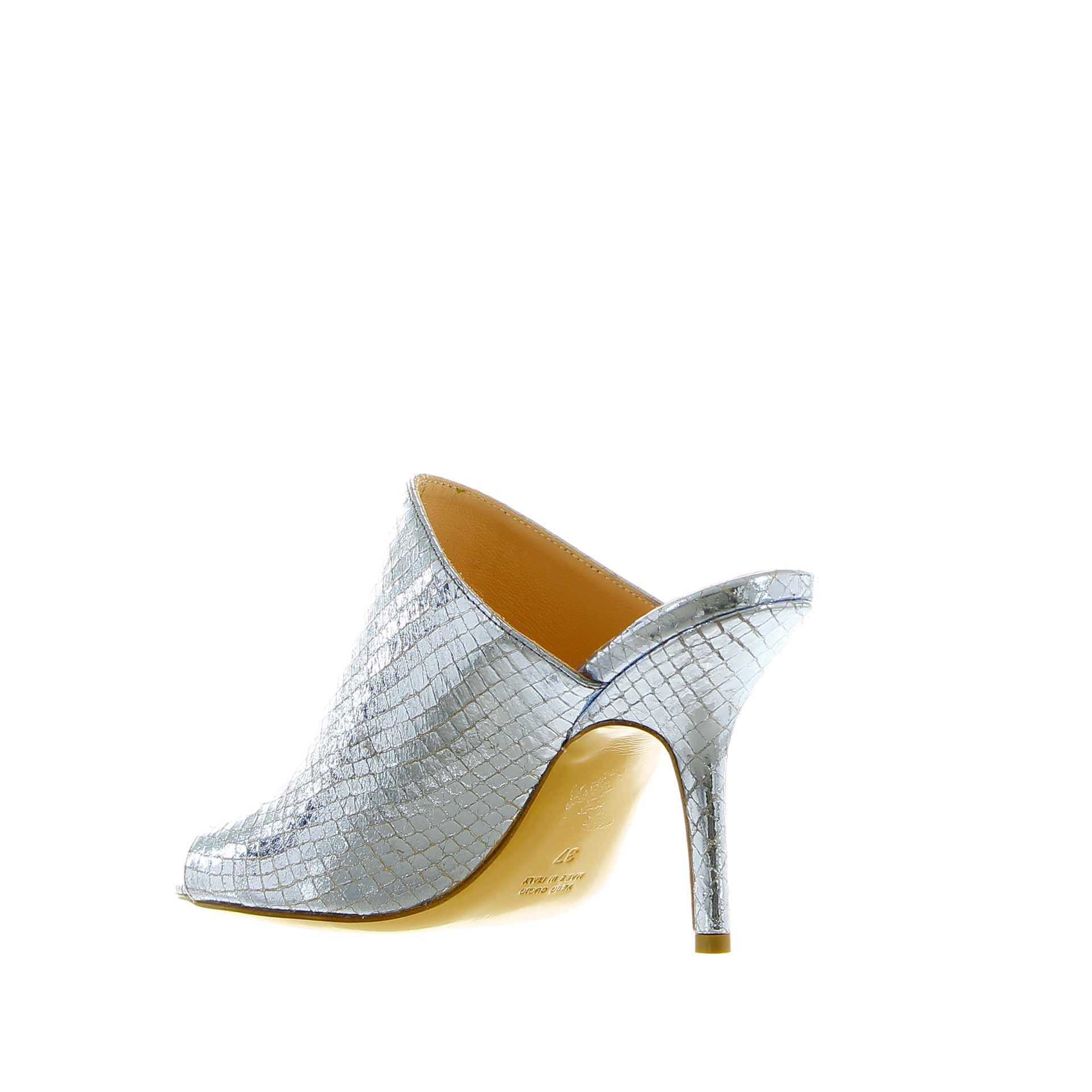 Anna f. sabot open toe in pelle laminata stampa vipera da donna