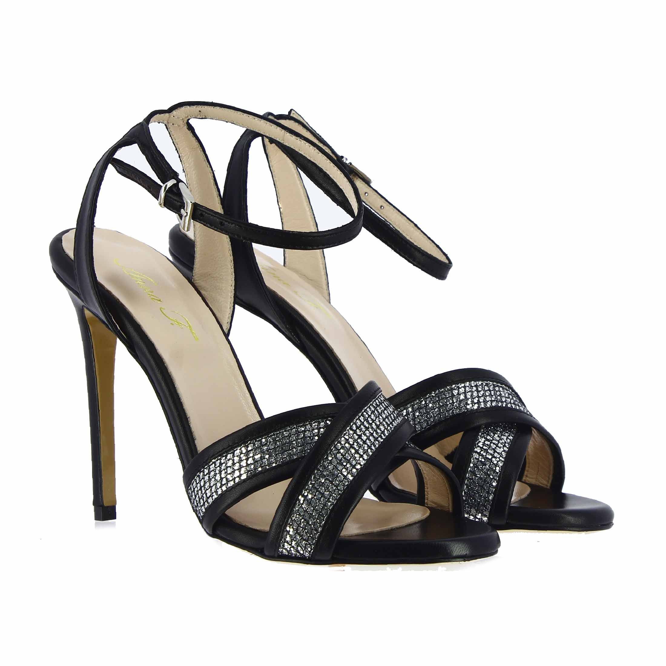 Anna f. sandalo in nappa con inserto in lurex da donna