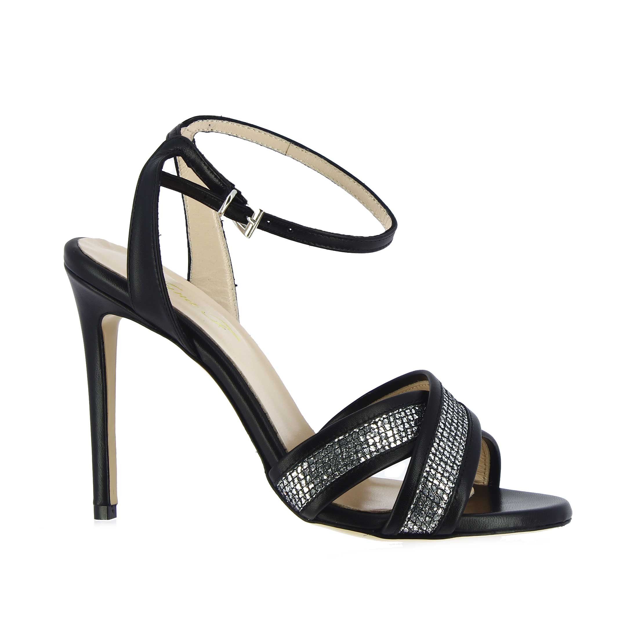 Anna f. sandalo in nappa con inserto in lurex da donna
