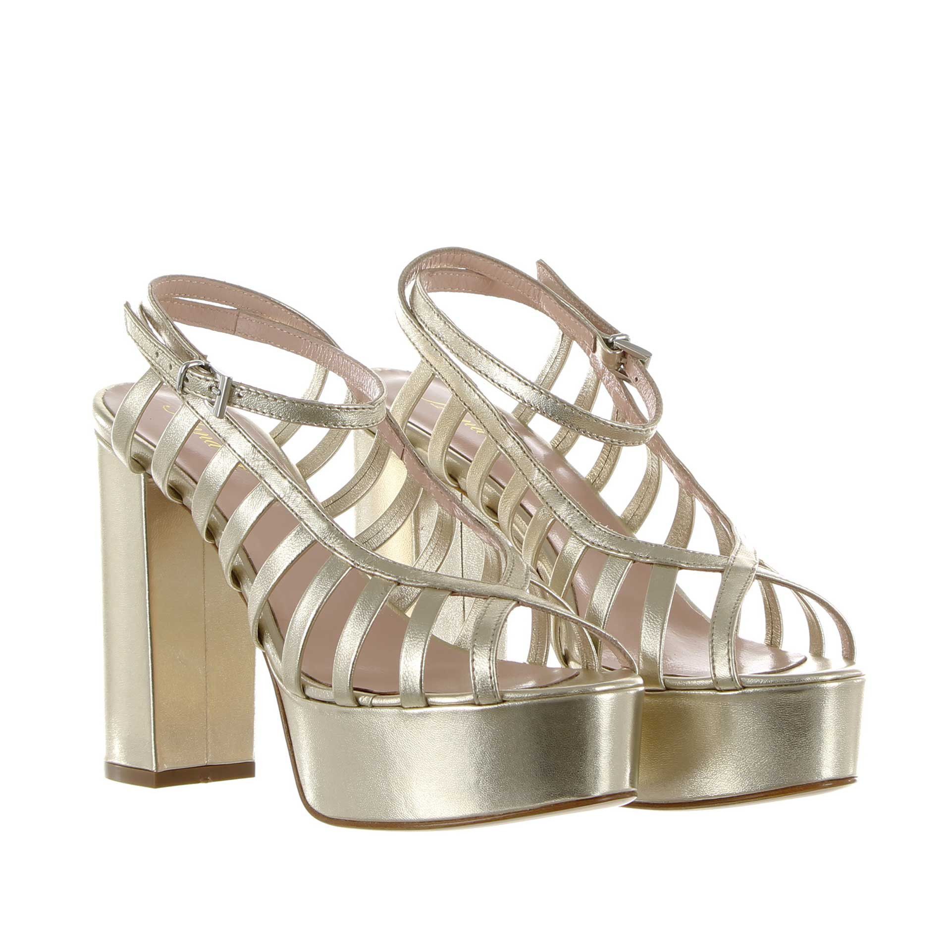 Anna f. sandalo multi-listini in pelle laminata da donna