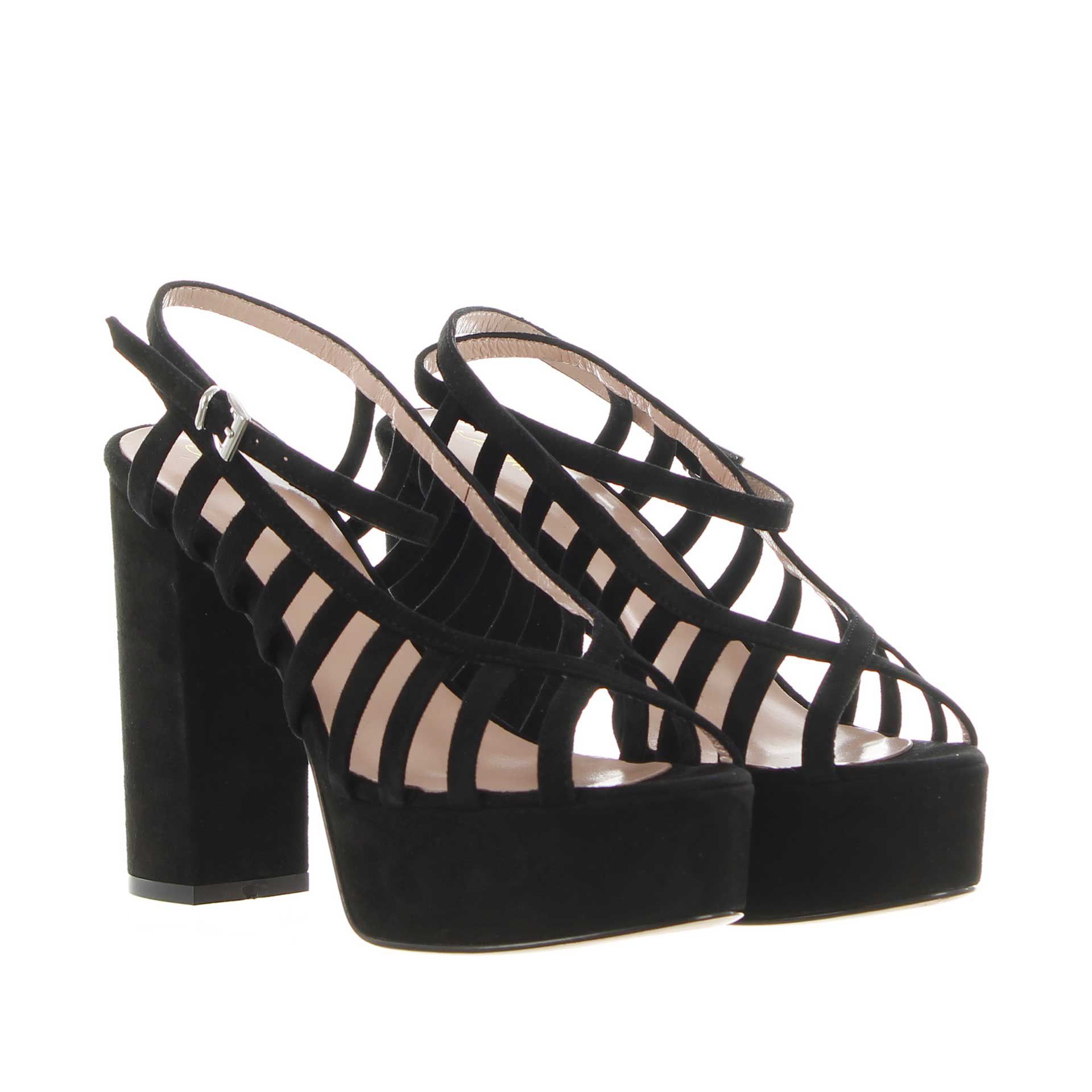 Anna f. sandalo multi-listini in suede da donna