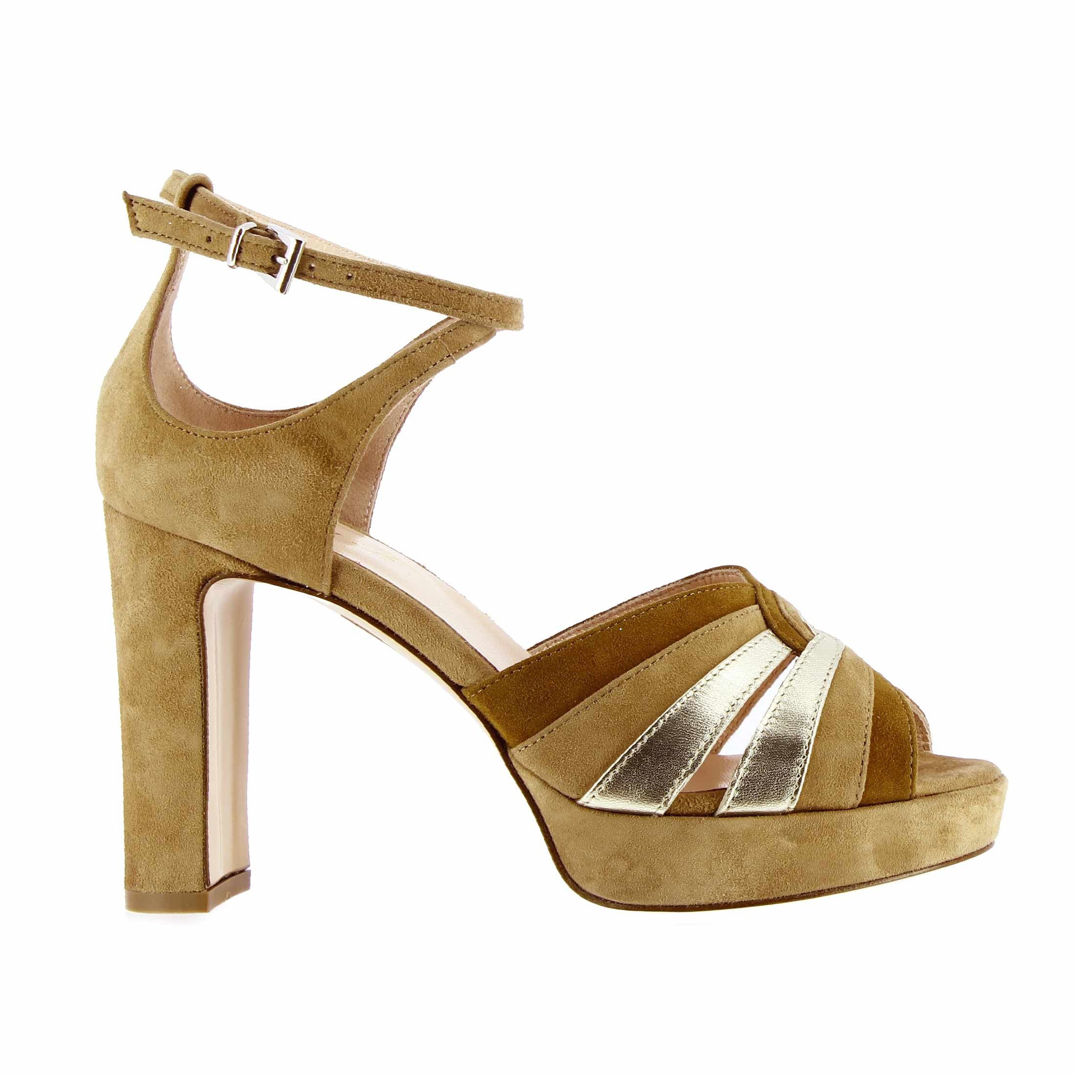 Anna f. sandalo platform in camoscio da donna