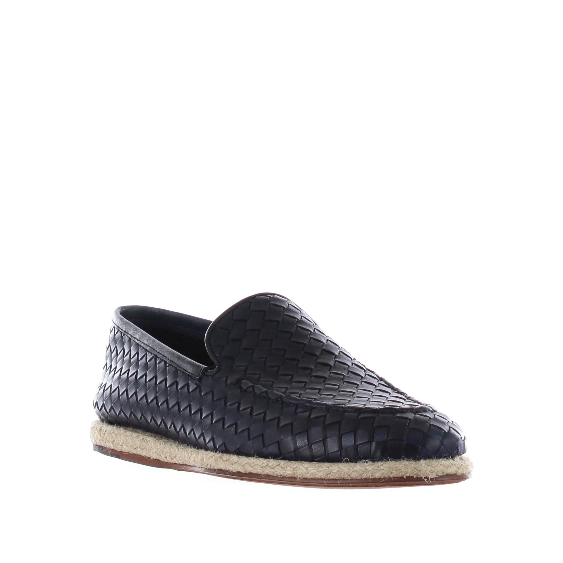 Slip on in pelle intrecciata con fondo in corda