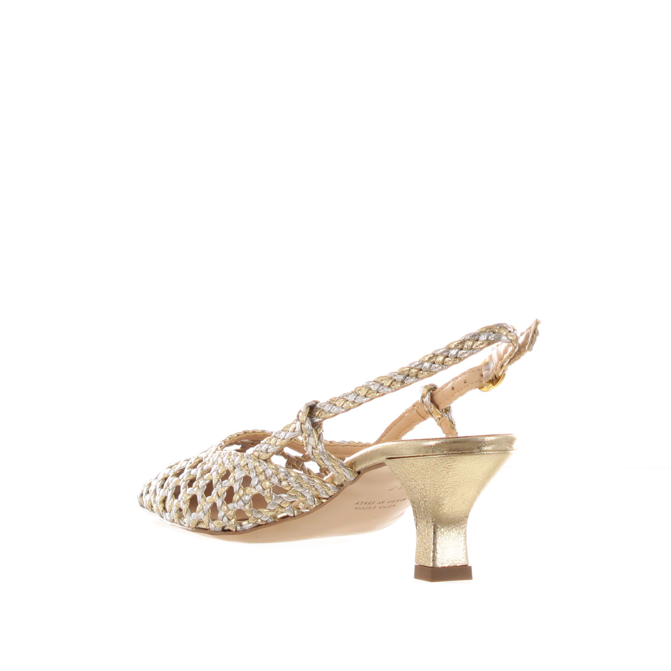 Bianca di décolleté slingback in pelle intrecciata da donna