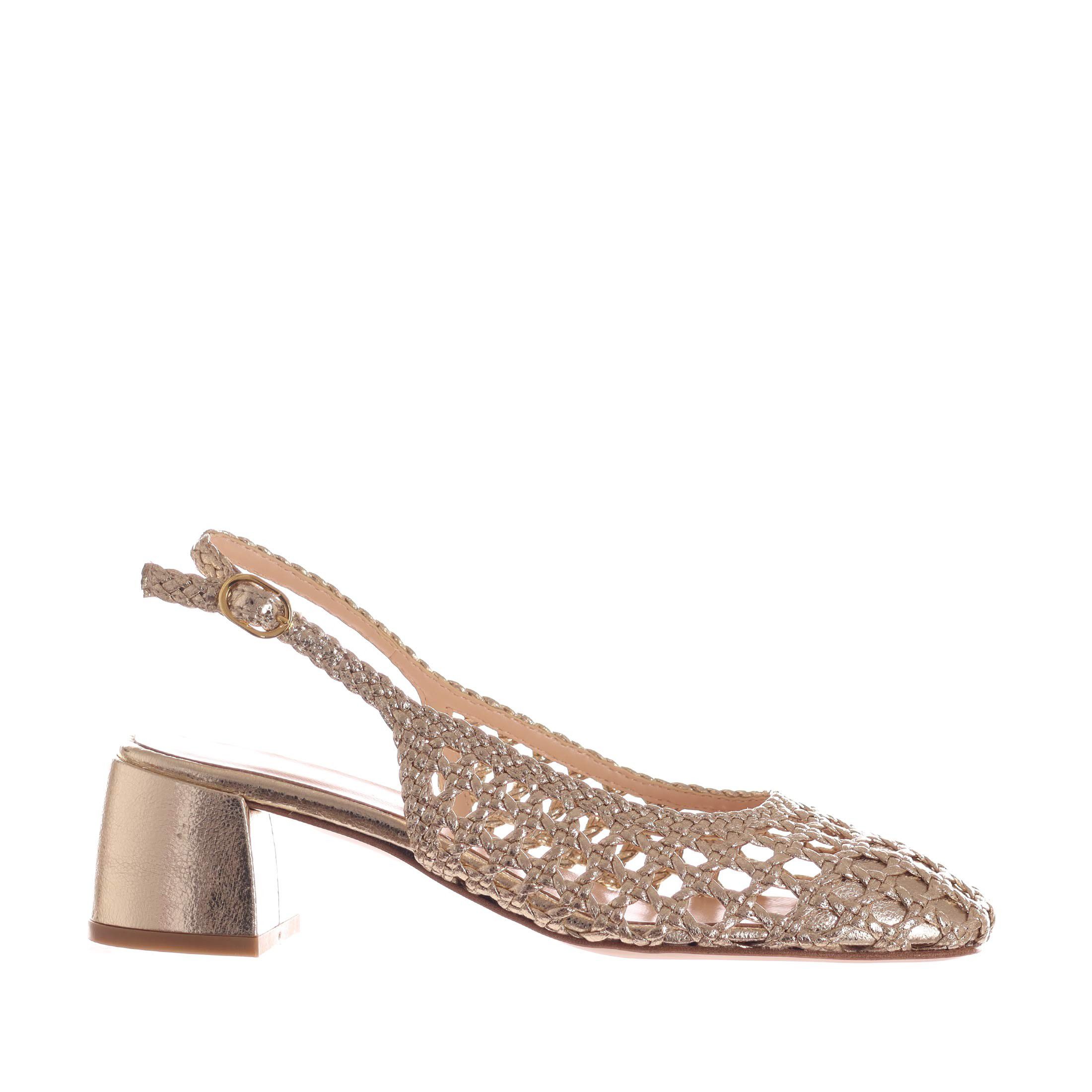 Bianca di décolleté slingback in pelle metal da donna