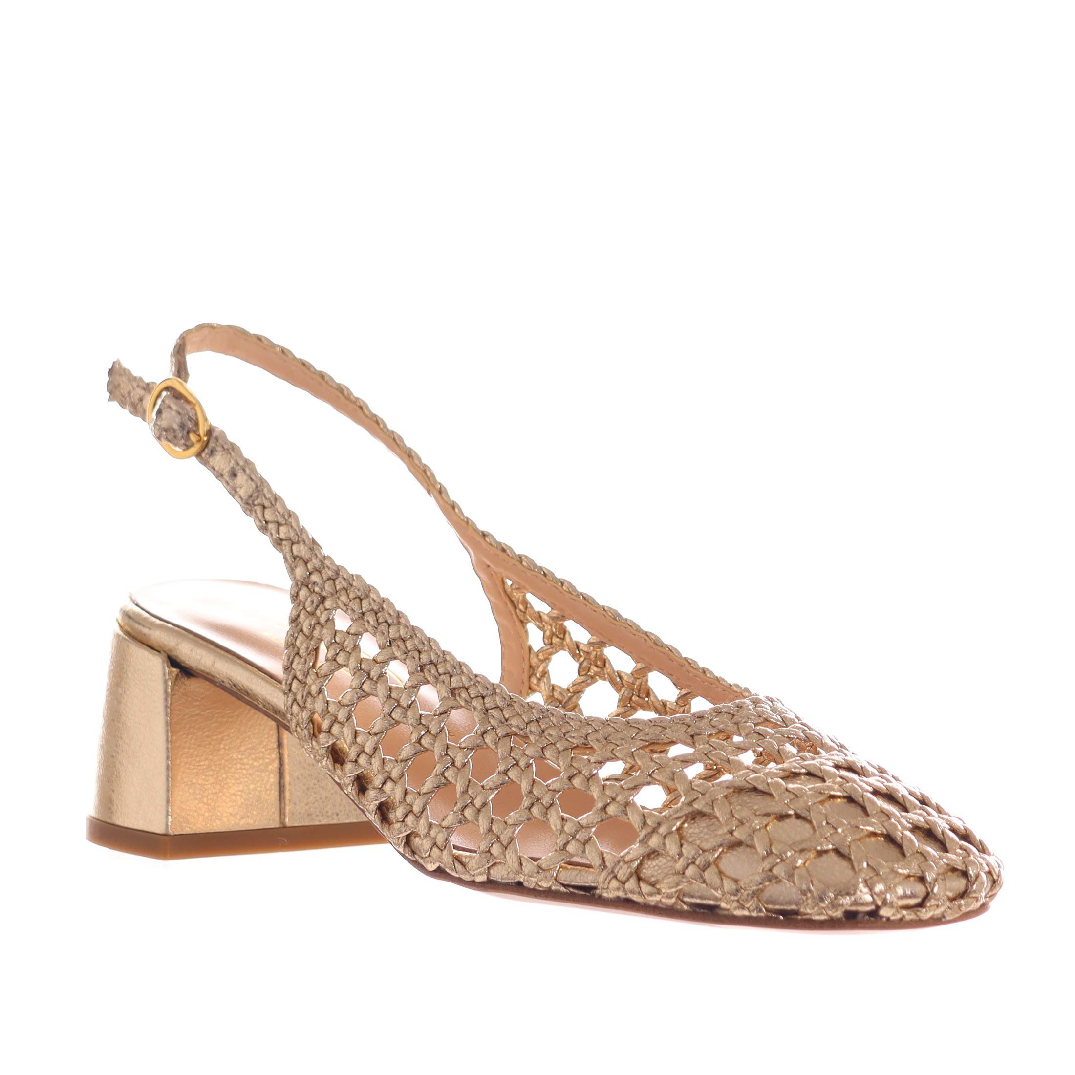 Bianca di décolleté slingback in pelle metal da donna