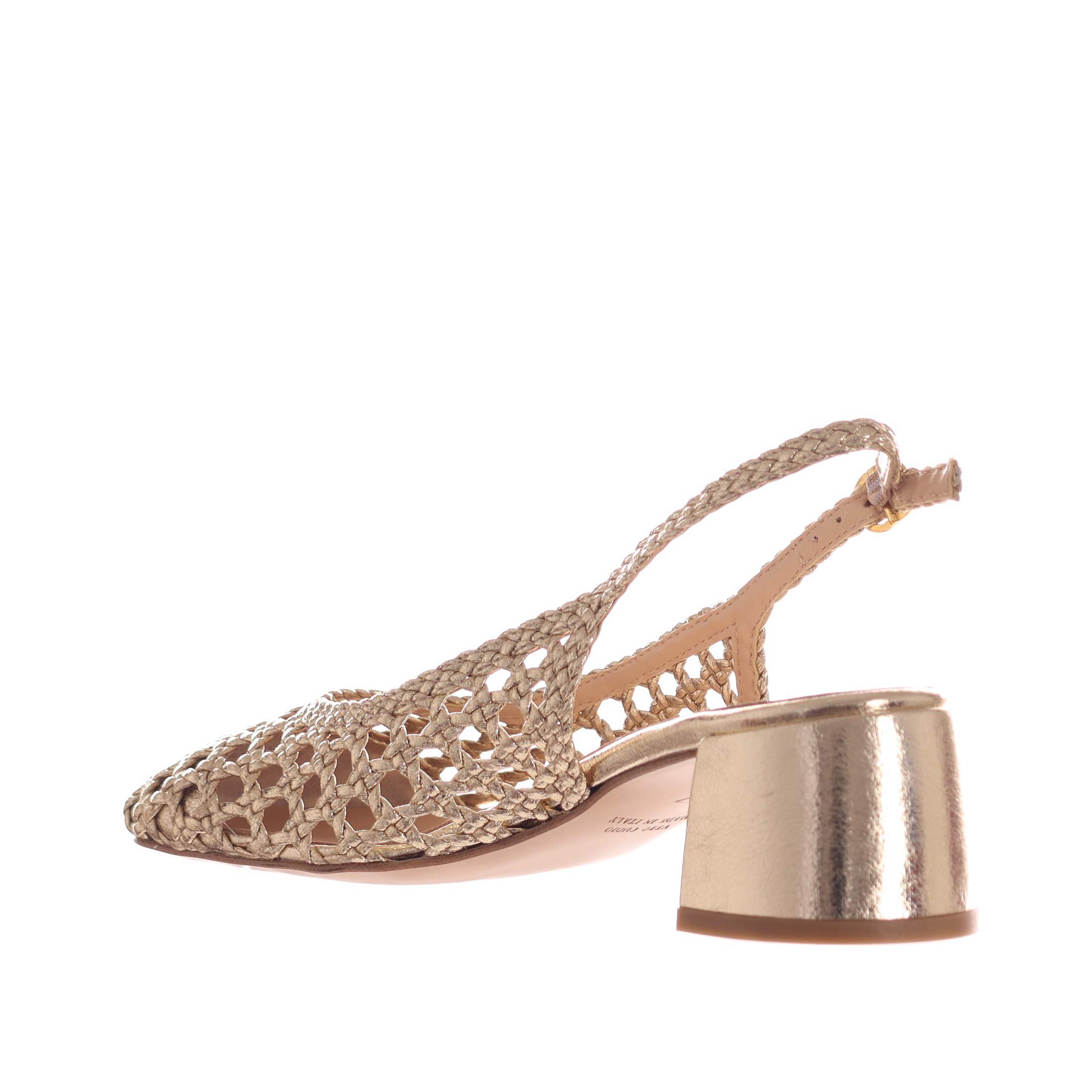Bianca di décolleté slingback in pelle metal da donna