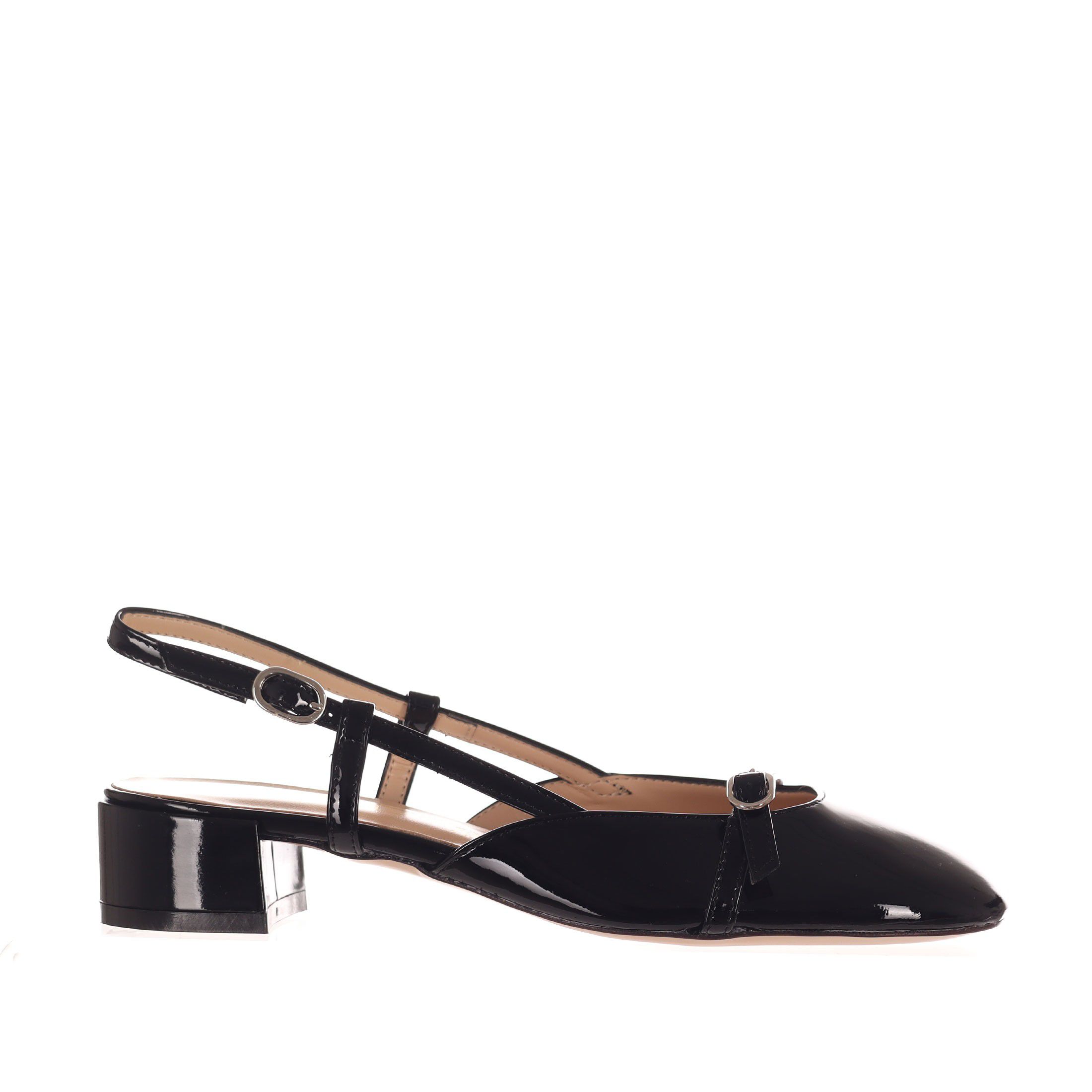 Bianca di décolleté slingback in vernice da donna