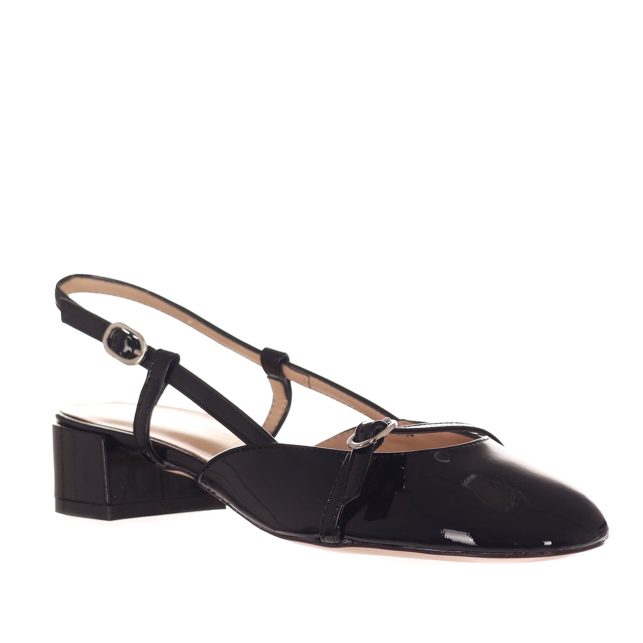 Bianca di décolleté slingback in vernice da donna
