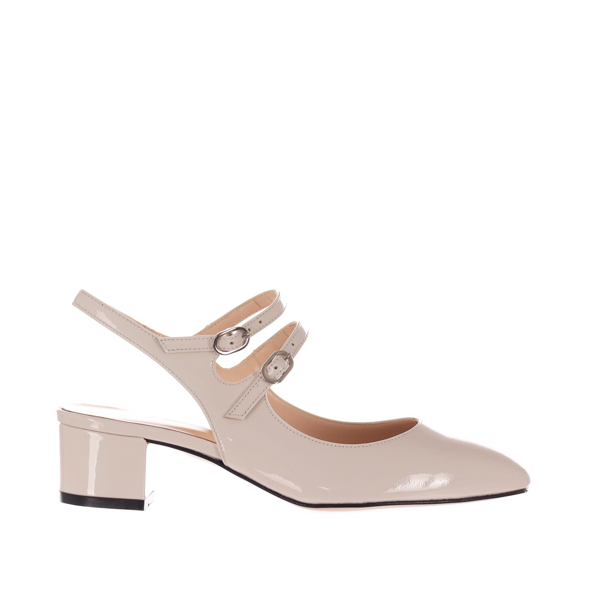 Bianca di décolleté slingback in vernice da donna